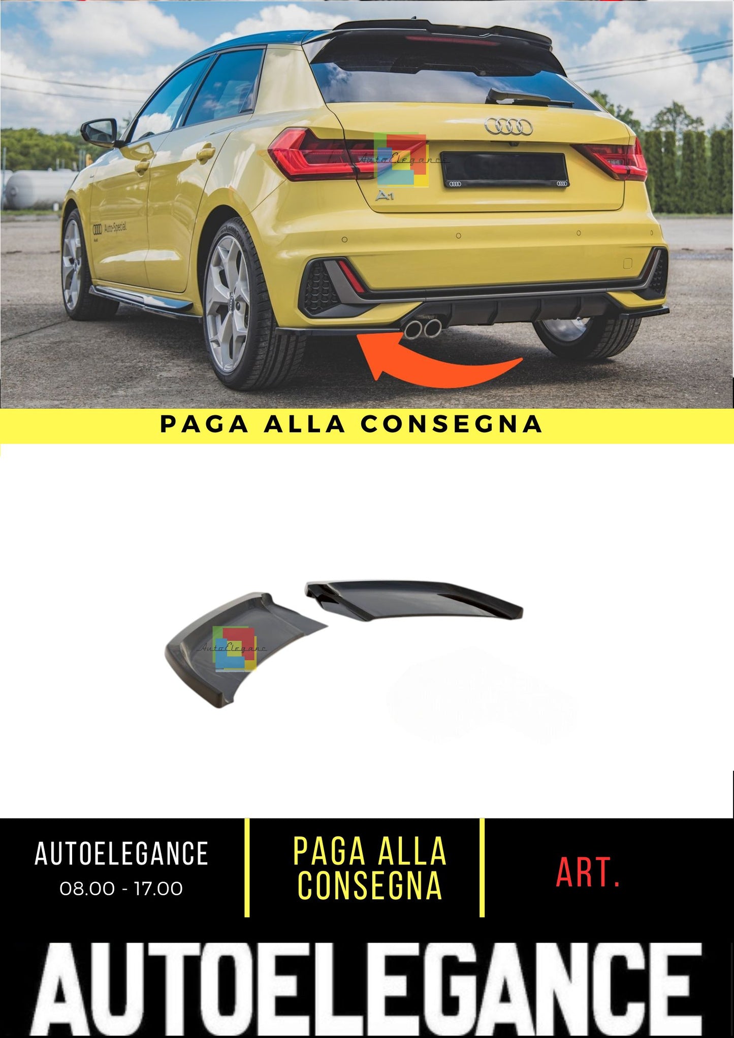 🔥Rear Side Splitters Suitable For Audi A1 S-Line GB🔥