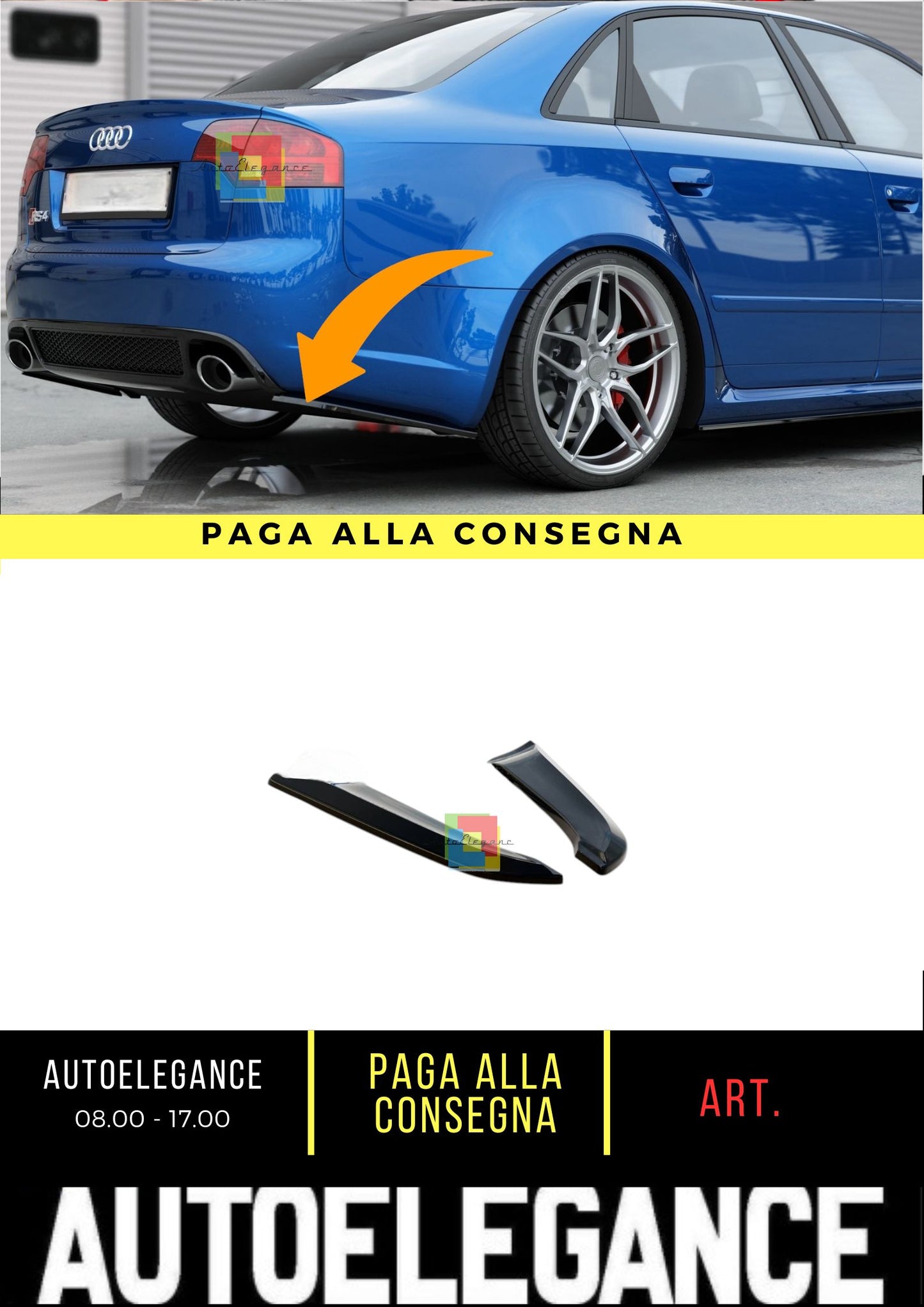 🔥Rear Side Splitters V.1 Suitable For Audi RS4 Sedan B7🔥