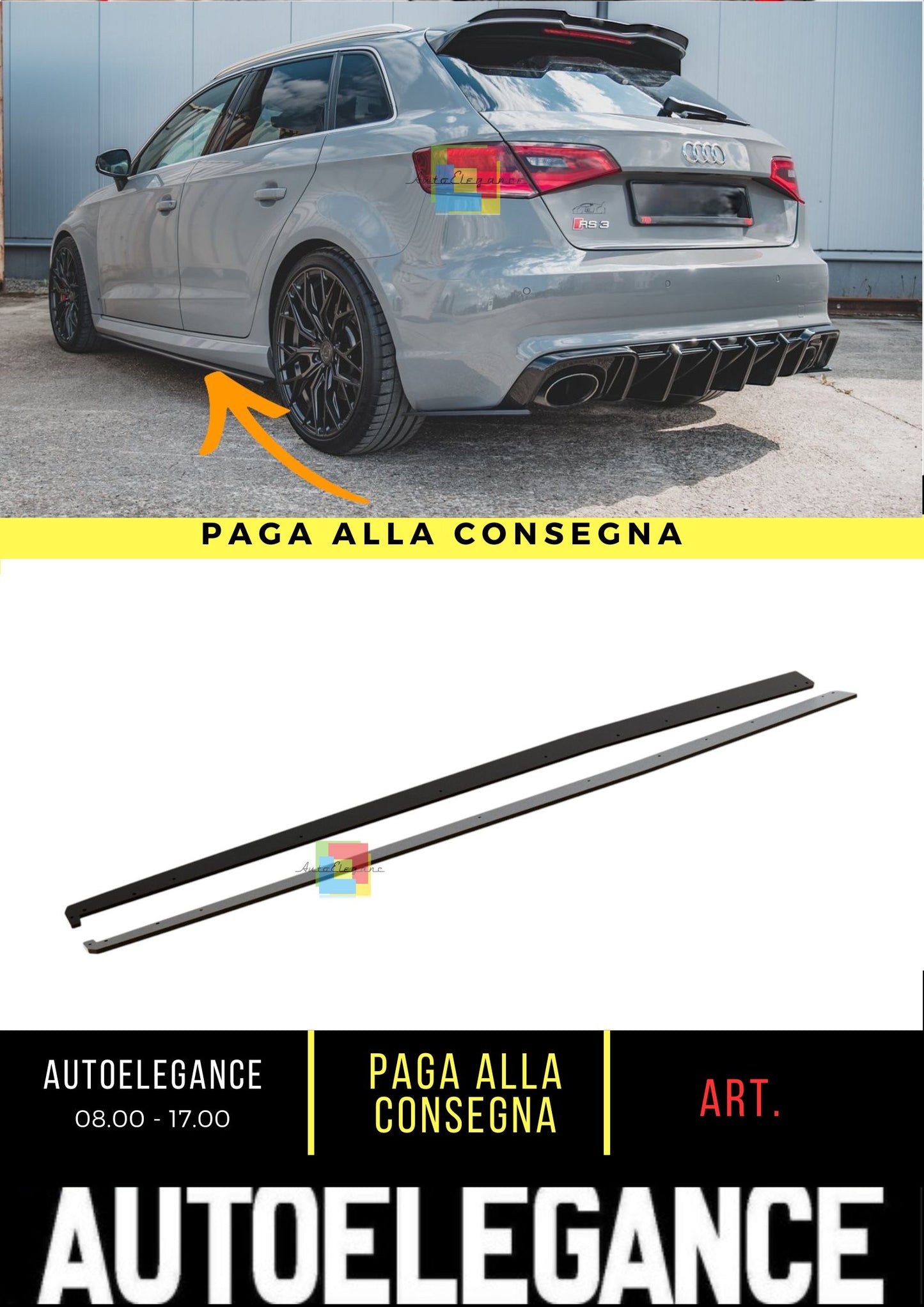 🔥Minigonne Laterali Street Pro Adatto Per Audi RS3 8V Sportback🔥