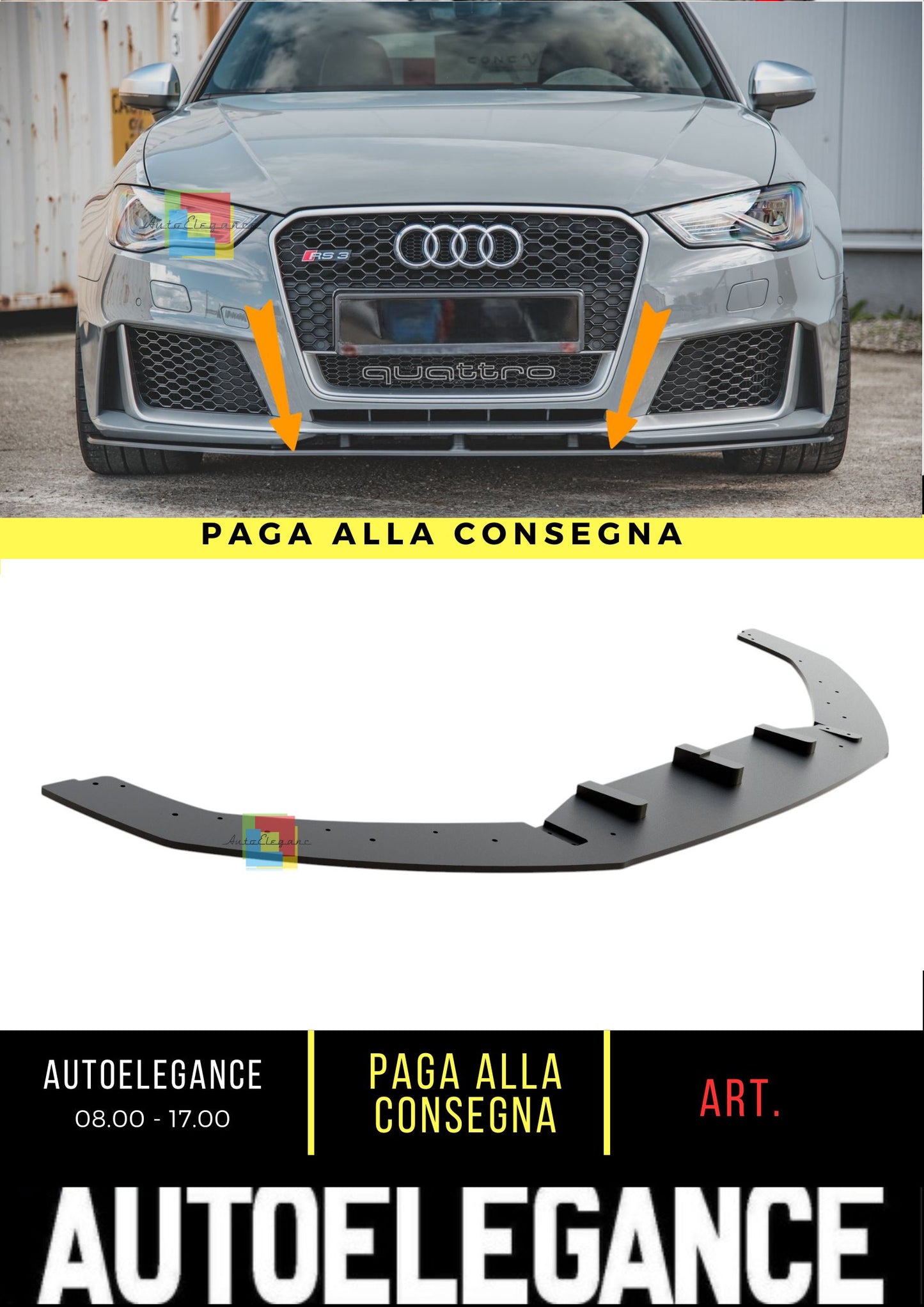 🔥Splitter Anteriore Street Pro Adatto Per Audi RS3 8V Sportback🔥