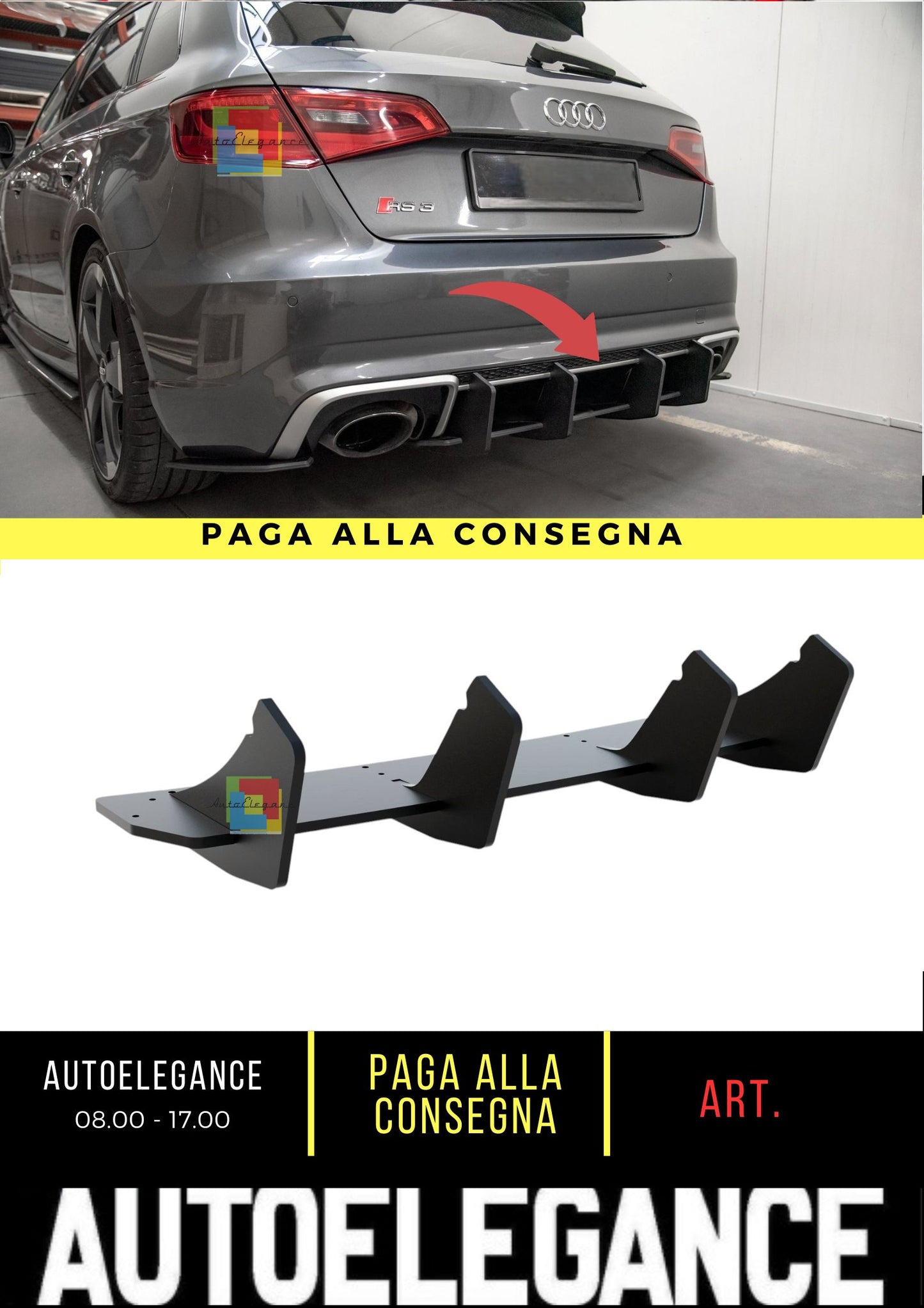 🔥Diffusore  Street Pro V.1 Adatto Per Audi RS3 8V Sportback🔥