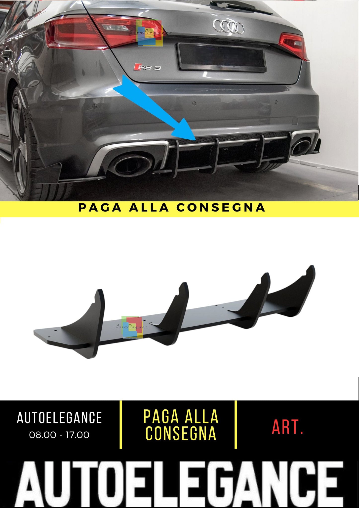 🔥Street Pro V.1 Rear Diffuser Suitable For Audi RS3 8V Sportback🔥
