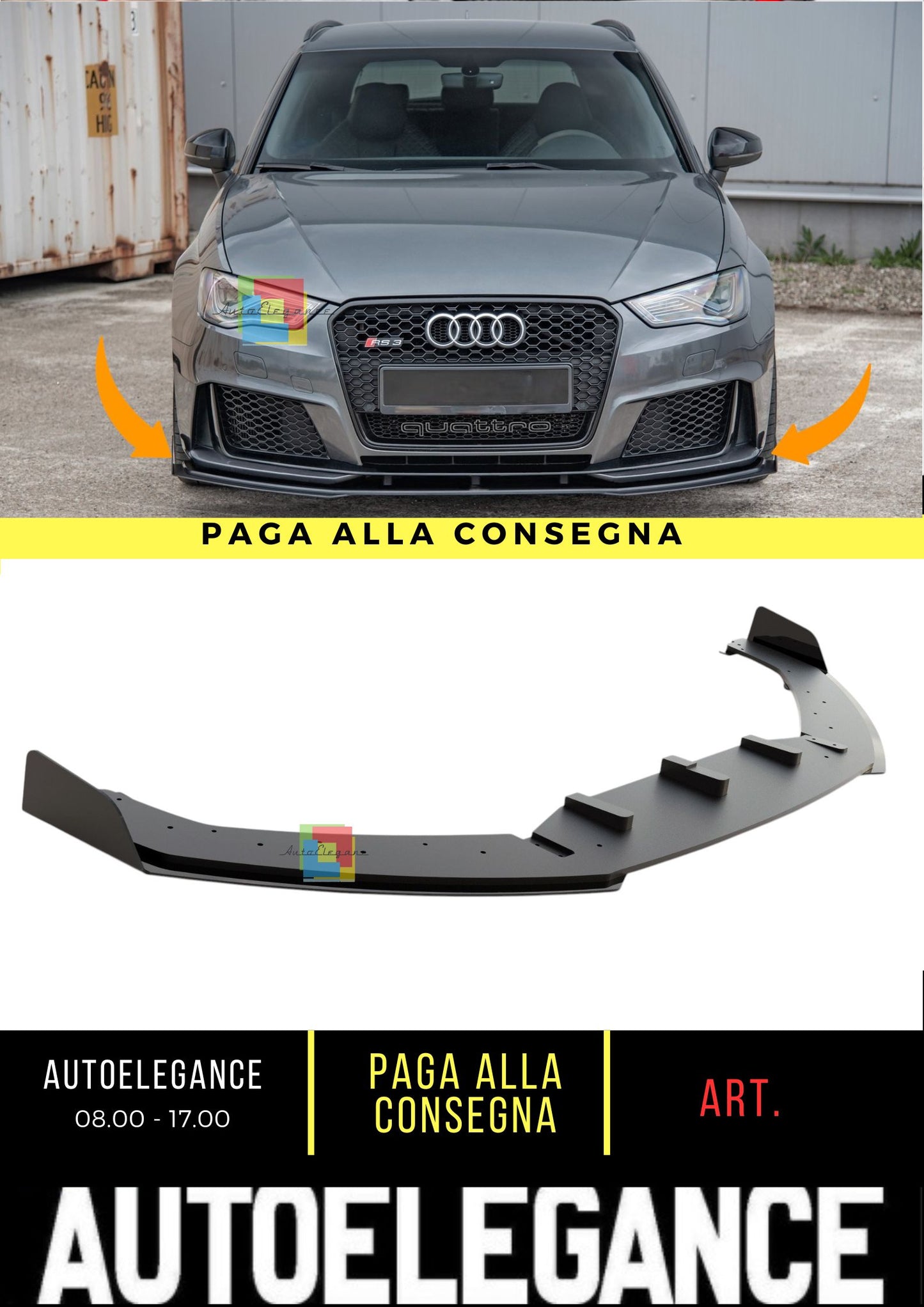 🔥Street Pro Front Splitter + Wings Suitable For Audi RS3 8V Sportback🔥