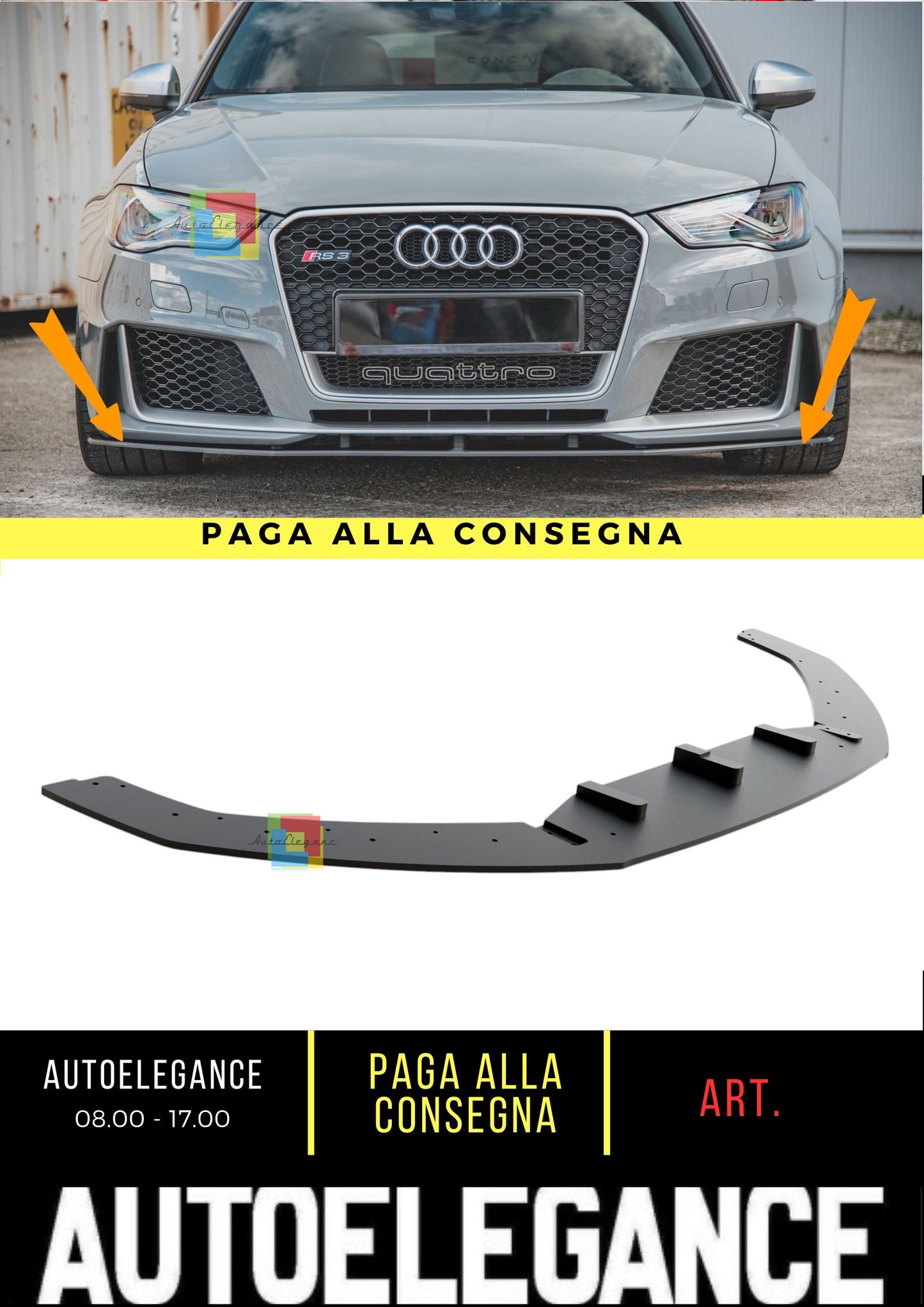 🔥Splitter  Street Pro Adatto Per Audi RS3 8V Sportback🔥