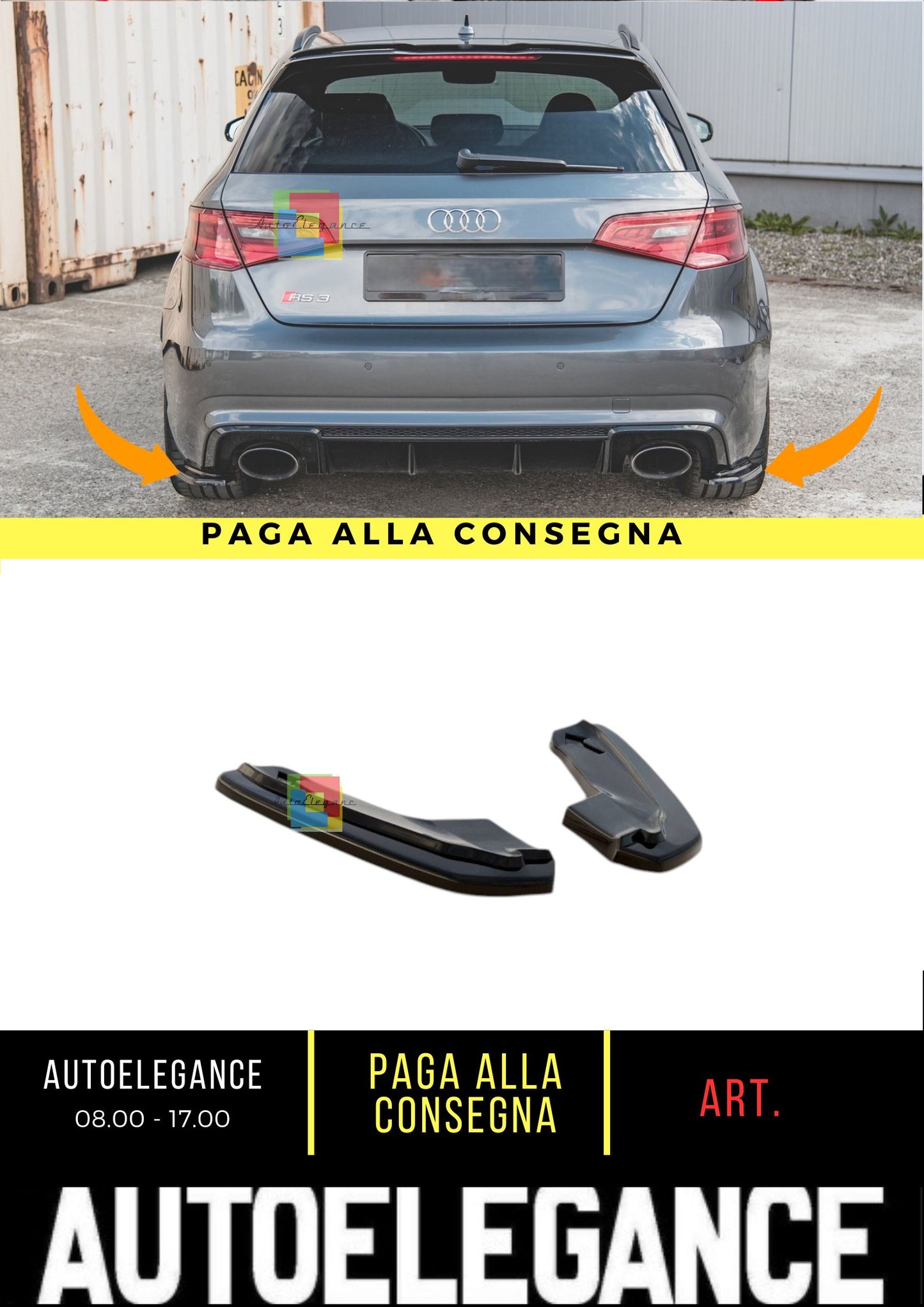 🔥Splitter Laterali Posteriori V.1 Adatto Per Audi RS3 8V Sportback🔥