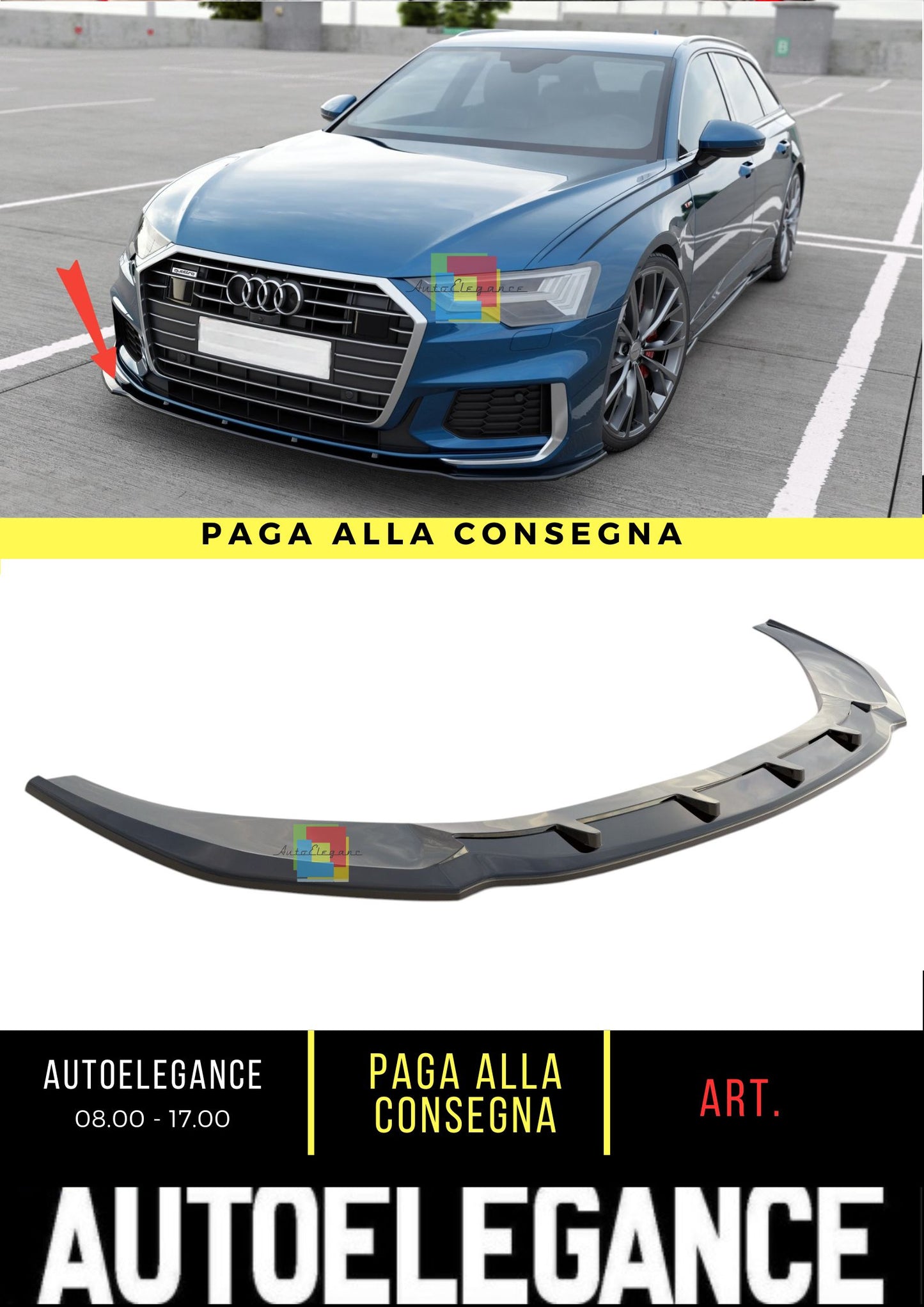 🔥Splitter Anteriore V.2 Adatto Per Audi A6 S-Line / S6 C8 / C8 Facelift🔥
