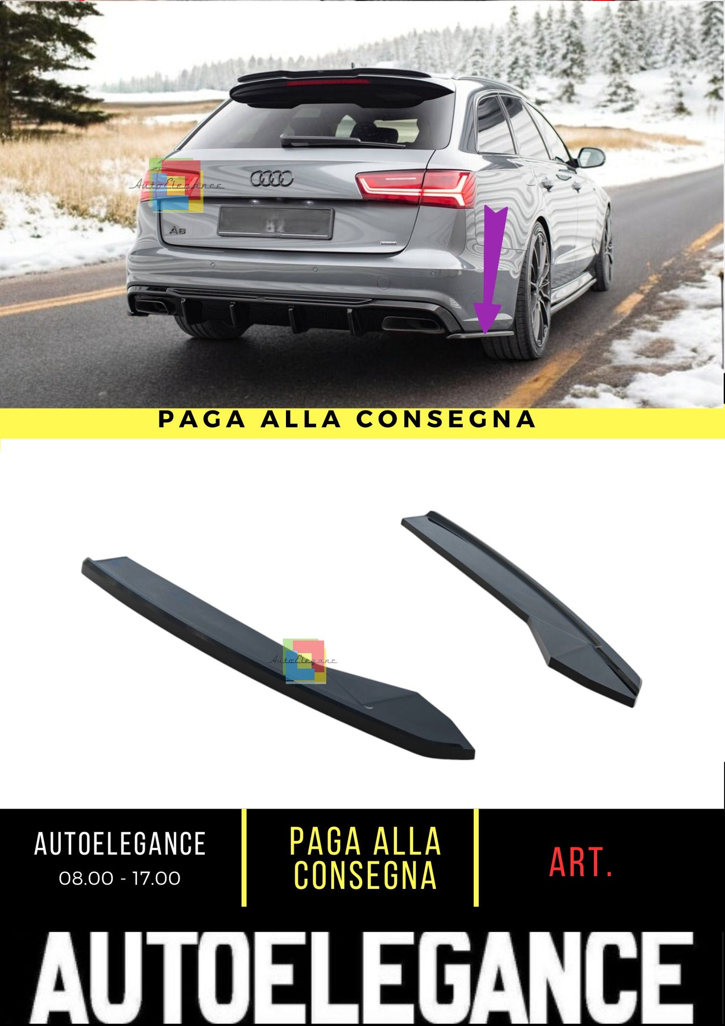 🔥Rear Side Splitter V.2 Suitable for Audi S6 / A6 S-Line / A6 C7 FL🔥