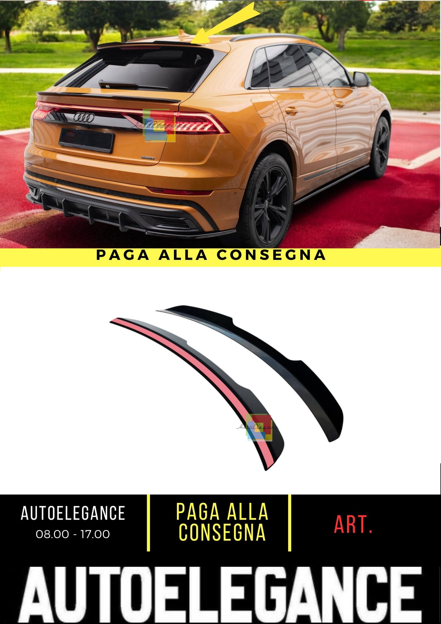 🔥Tappo Spoiler Superiore Adatto Per Audi Q8 / Q8 S-line / SQ8 Mk1🔥