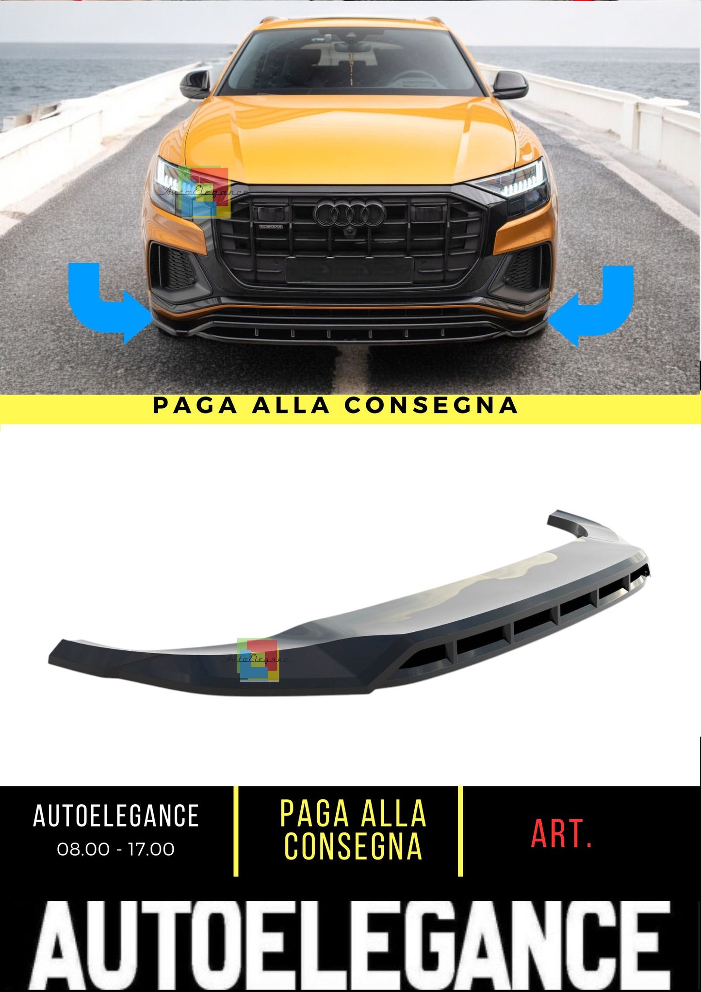 🔥Splitter Anteriore V.1 Adatto Per Audi Q8 S-line / SQ8 Mk1🔥