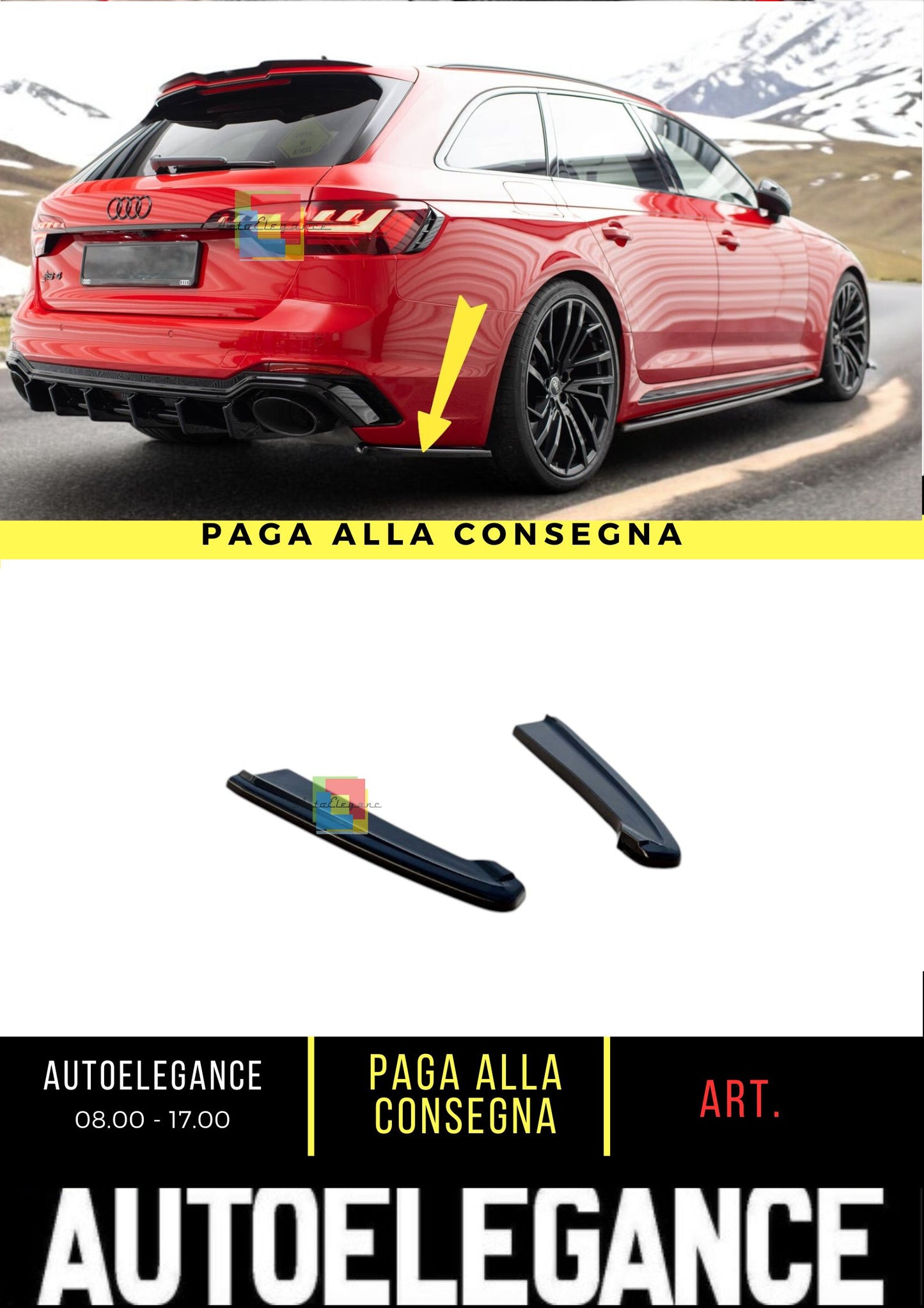 🔥Splitter Laterali Posteriori Adatto Per Audi RS4 B9 / B9 Facelift🔥