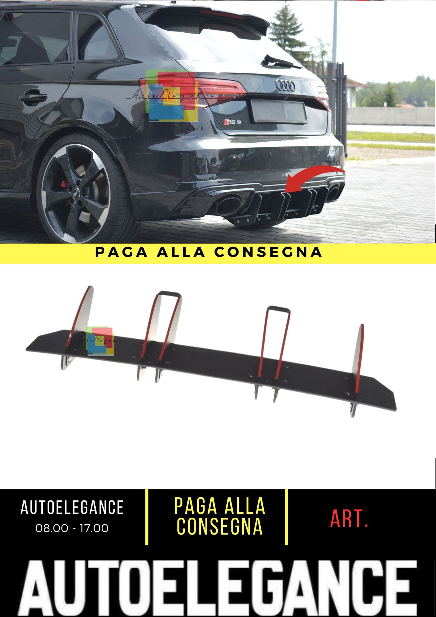 🔥Diffusore Posteriore V.2 Adatto Per Audi RS3 8V FL Sportback🔥