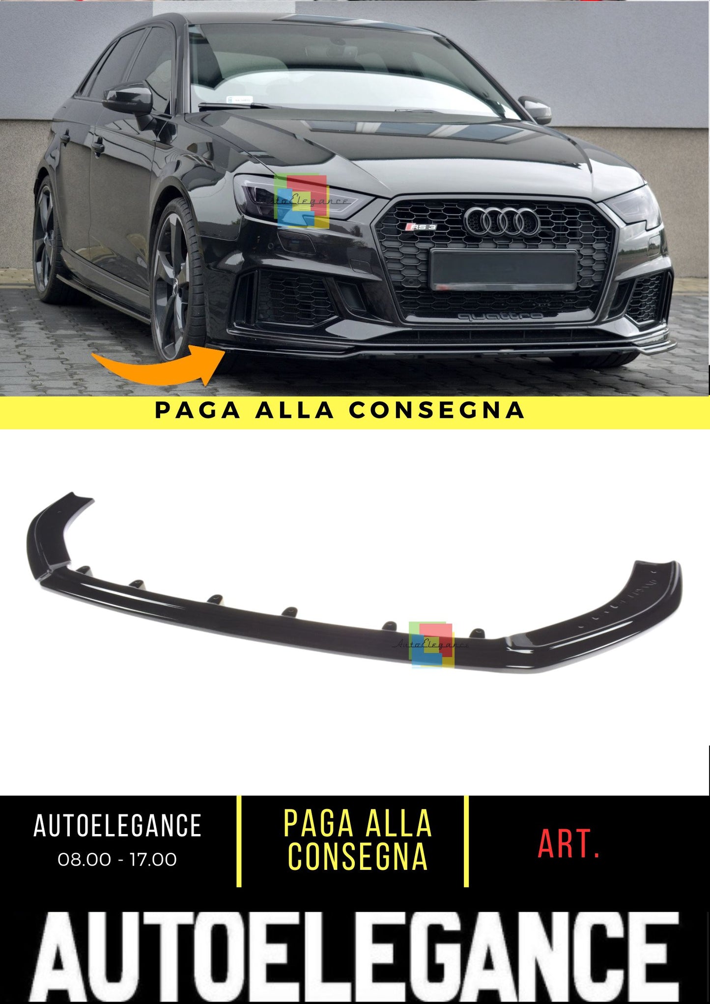 🔥Splitter Anteriore V.2 Adatto Per Audi RS3 8V FL Sportback🔥
