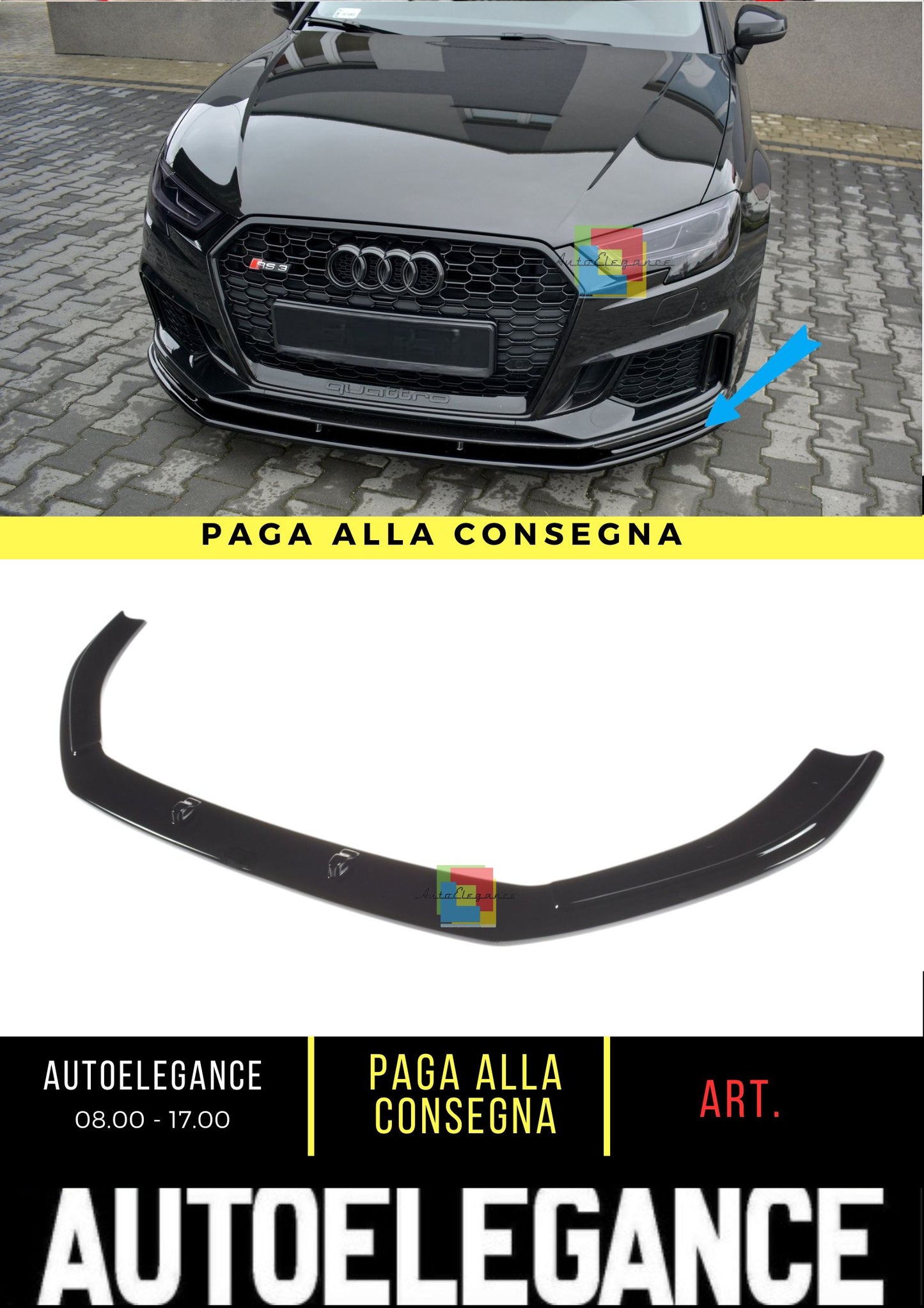 🔥Front Splitter V.1 Suitable For Audi RS3 8V FL Sportback🔥