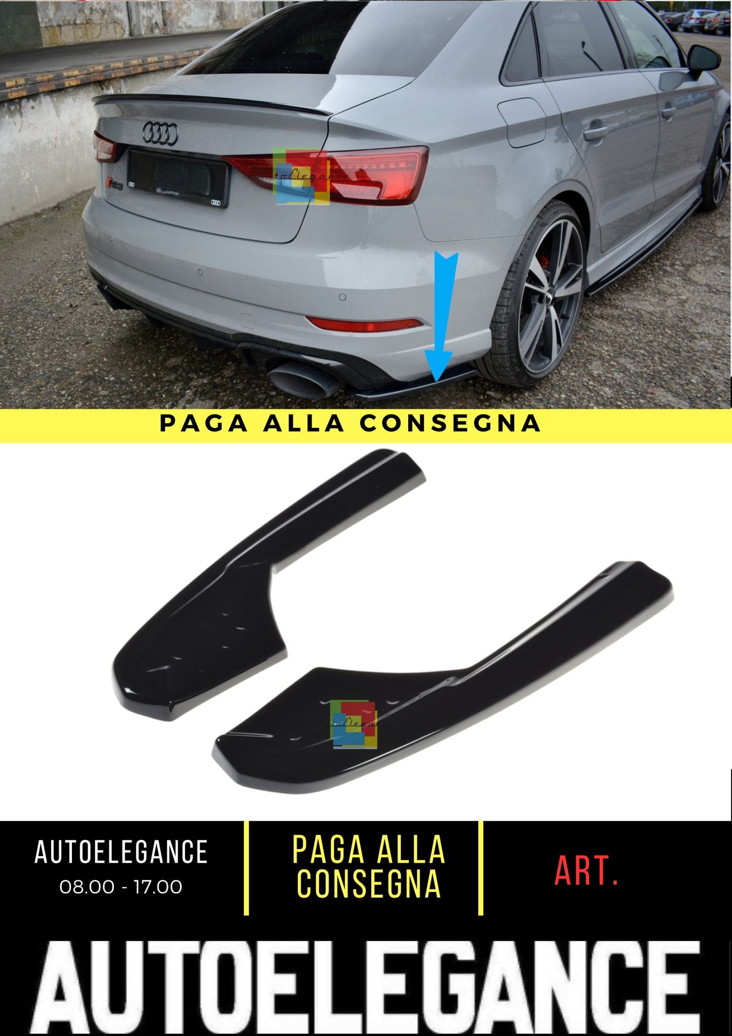 🔥Splitter Laterali Posteriori Adatto Per Audi RS3 8V FL Sedan🔥