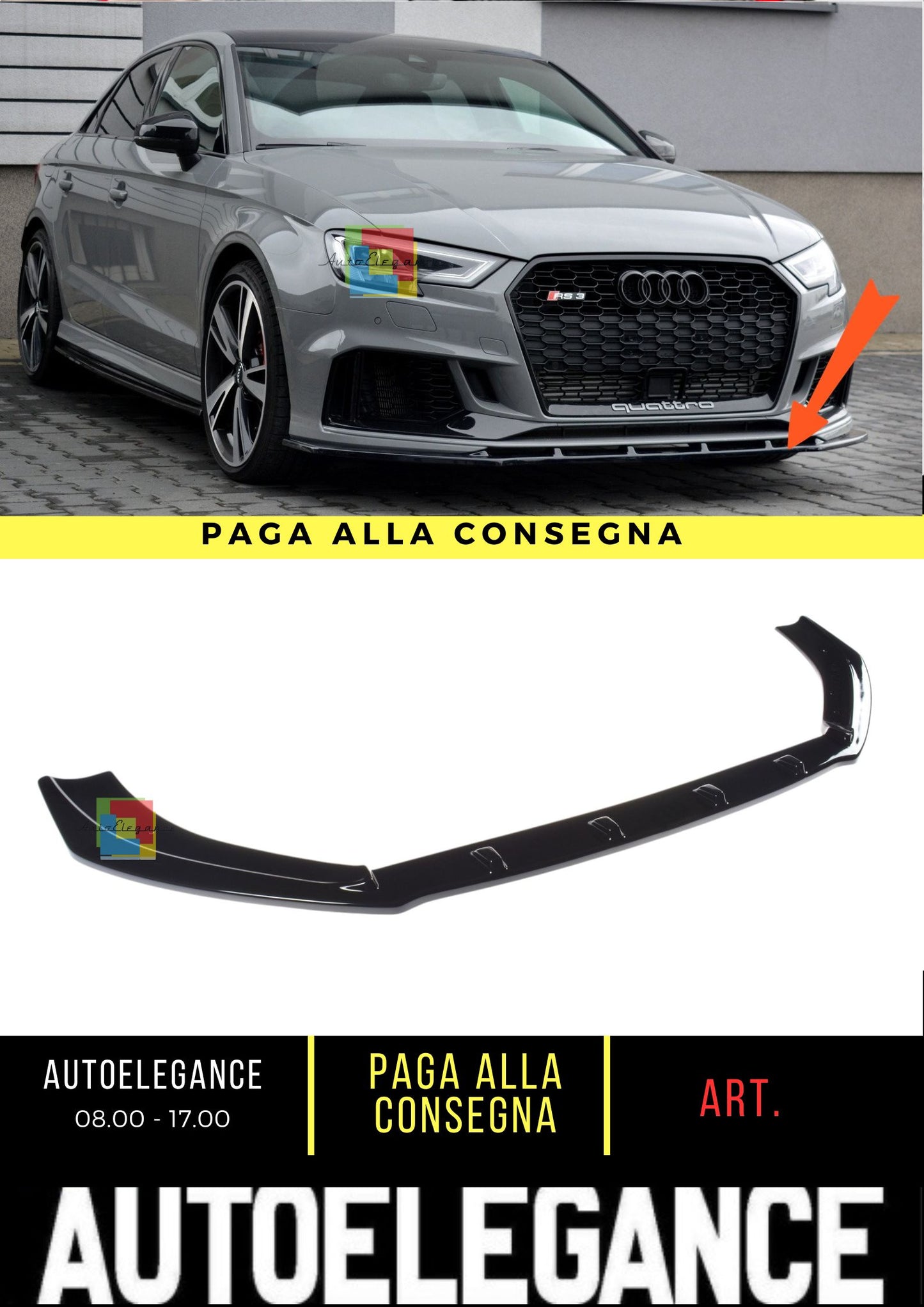 🔥Splitter Anteriore V.1 Adatto Per Audi RS3 8V FL Berlina🔥
