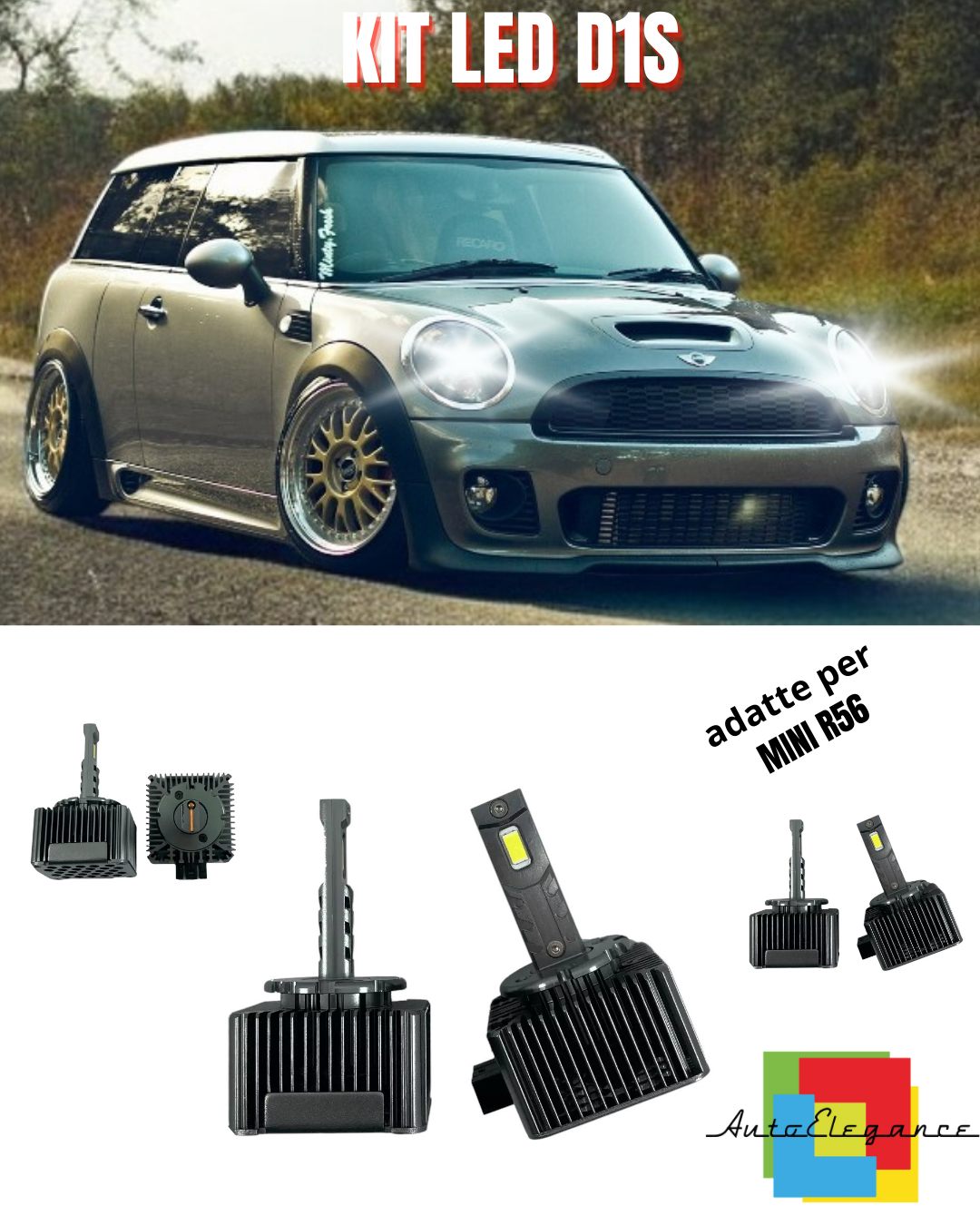 ⭐LAMPADE D1S LED 6000K DA XENON A LED MATRIX ADATTO PER MINI R56 ⭐