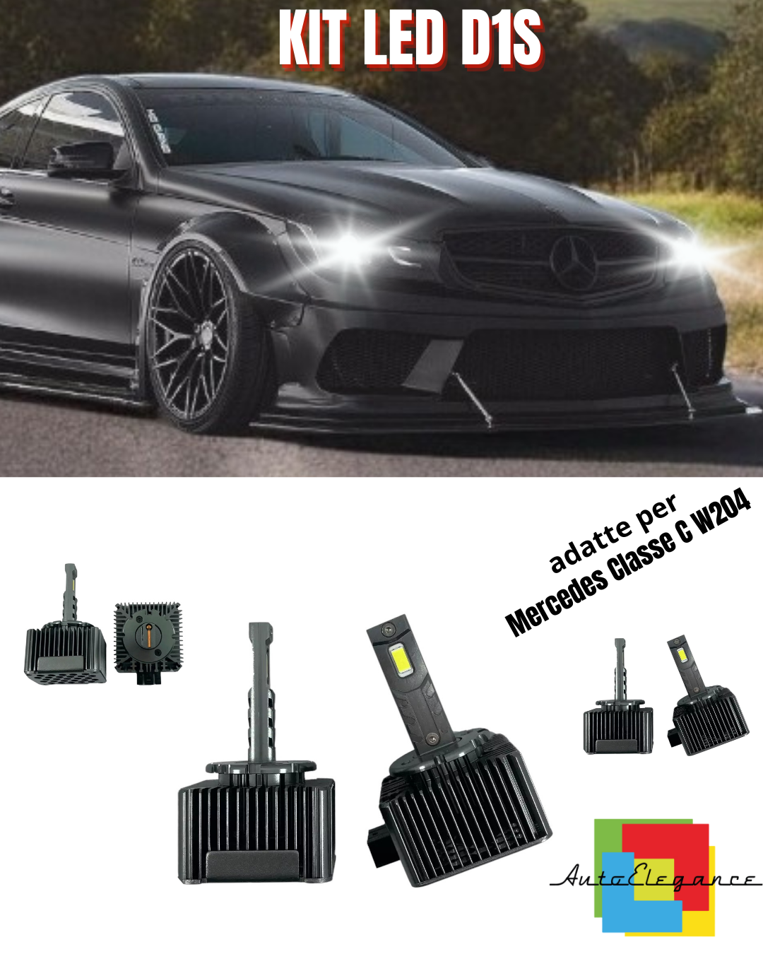 ⭐LAMPADE D1S LED 6000K DA XENON A LED MATRIX ADATTO PER MERCEDES CLASSE C W204 ⭐