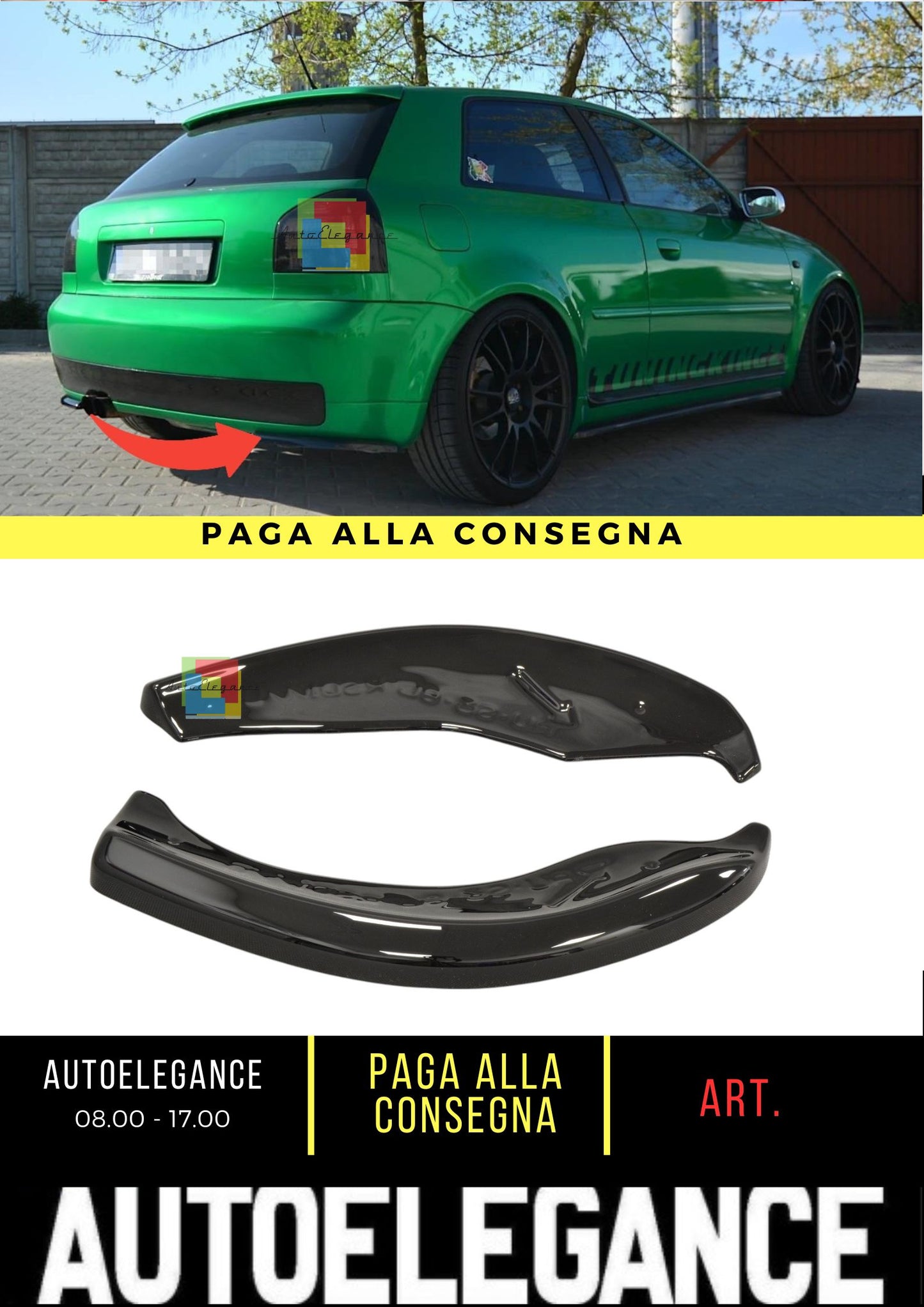 🔥SPLITTER LATERALI POSTERIORI V.1 ADATTO PER AUDI S3 8L🔥