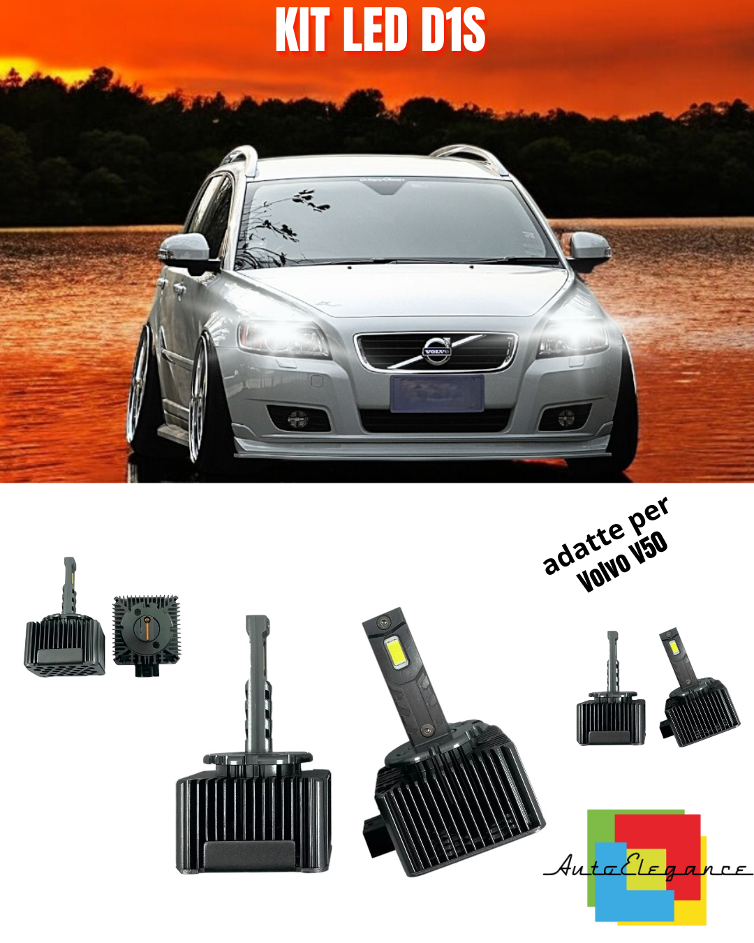 ⭐LAMPADE D1S LED 6000K DA XENON A LED MATRIX ADATTO PER VOLVO V50 ⭐