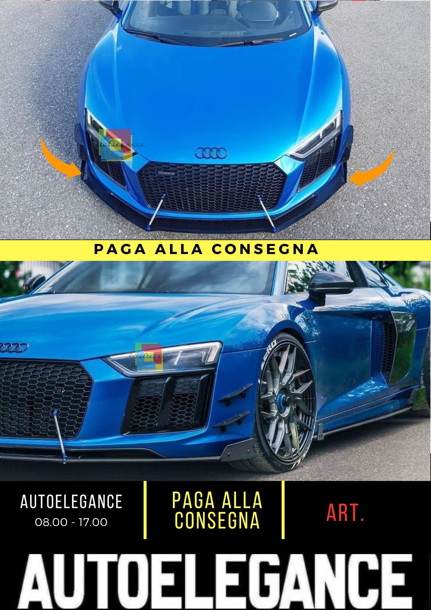 🔥Splitter Anteriore (canard) Adatto Per Audi R8 Mk.2🔥