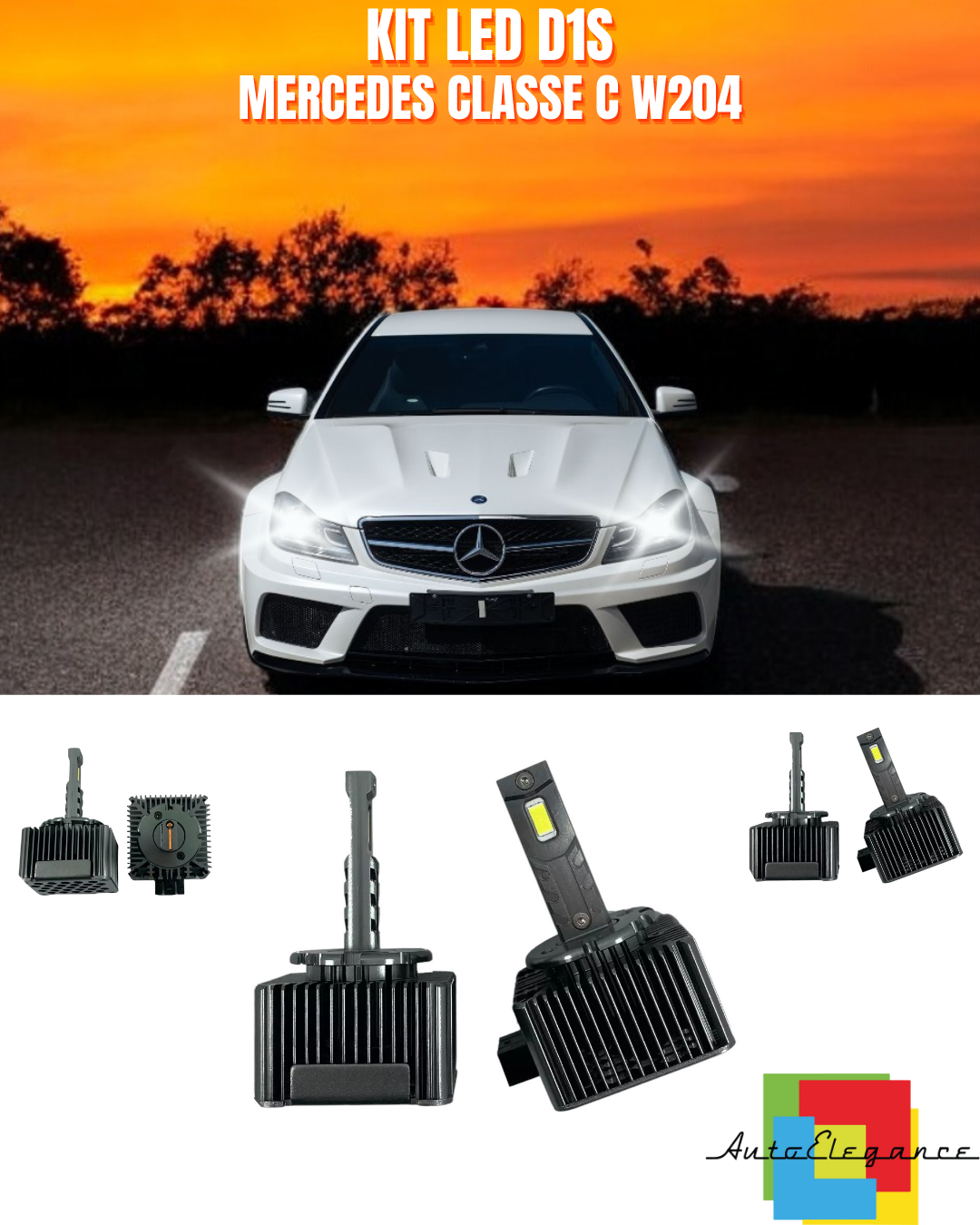 ⭐LAMPADE ANABBAGLIANTI D1S LED 6000K DA A LED ADATTO PER MERCEDES CLASSE C W204⭐
