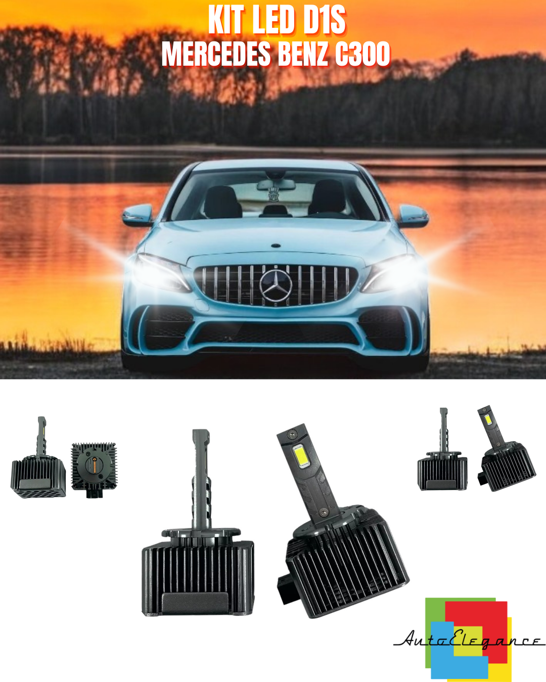 ⭐LAMPADE ANABBAGLIANTI D1S LED 6000K DA XENON A LED ADATTO PER MERCEDES CLASE C⭐
