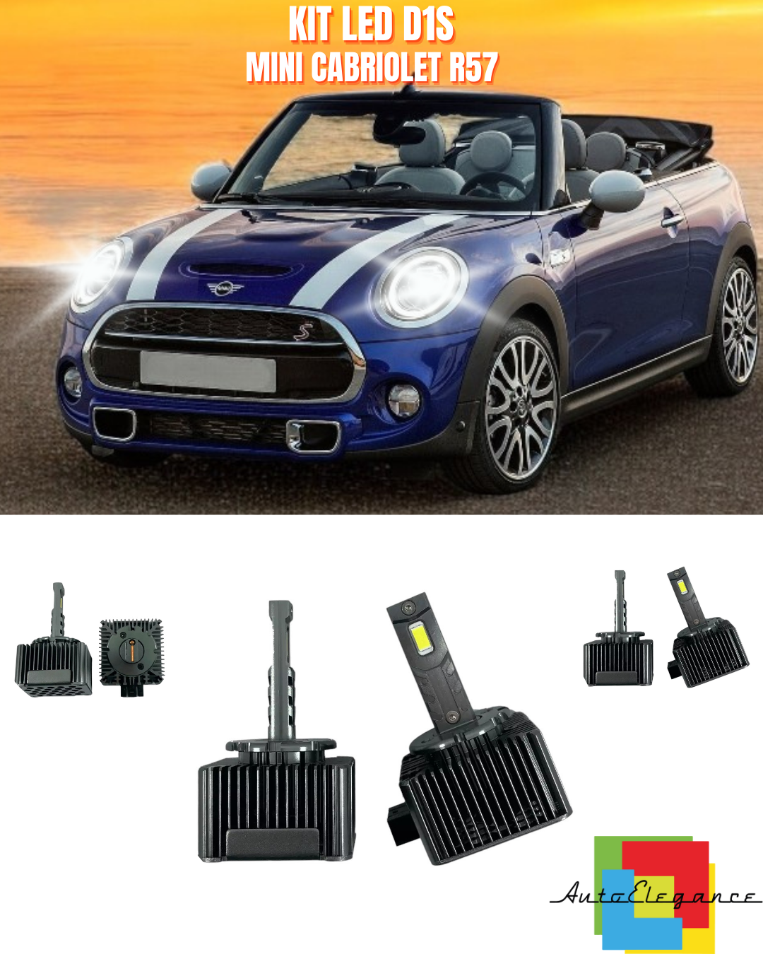 ⭐LAMPADE ANABBAGLIANTI D1S LED 6000K DA XENON ADATTO PER MINI CABRIOLET R57⭐