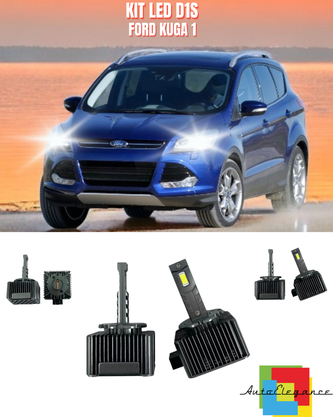 ⭐LAMPADE ANABBAGLIANTI D1S LED 6000K DA XENON ADATTO PER FORD KUGA 1⭐