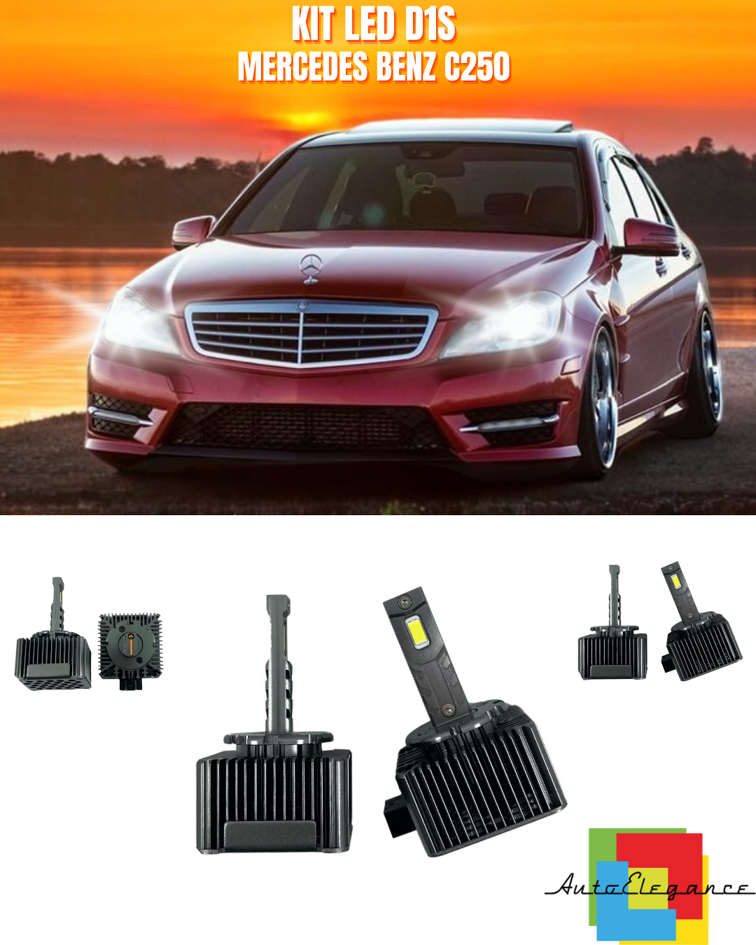 ⭐LAMPADE ANABAGLIANTI D1S LED 6000K DA XENON ADATTO PER MERCEDES BENZ C250⭐