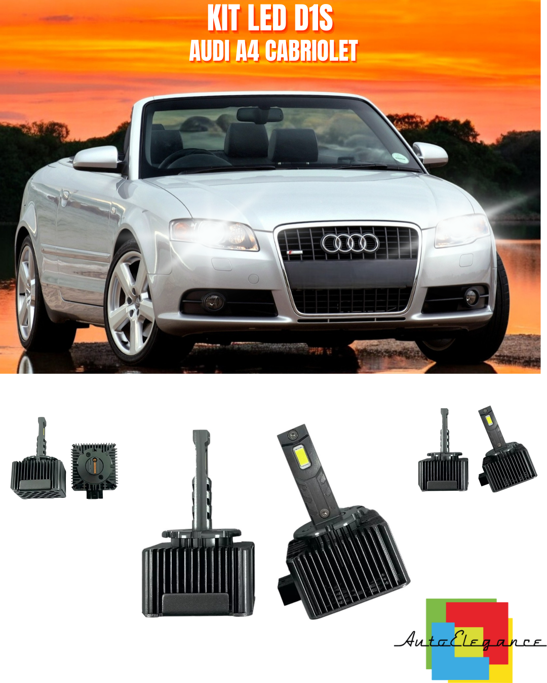 ⭐LAMPADE ANABBAGLIANTI D1S LED 6000K DA XENON ADATTO PER AUDI A4 CABRIOLET⭐