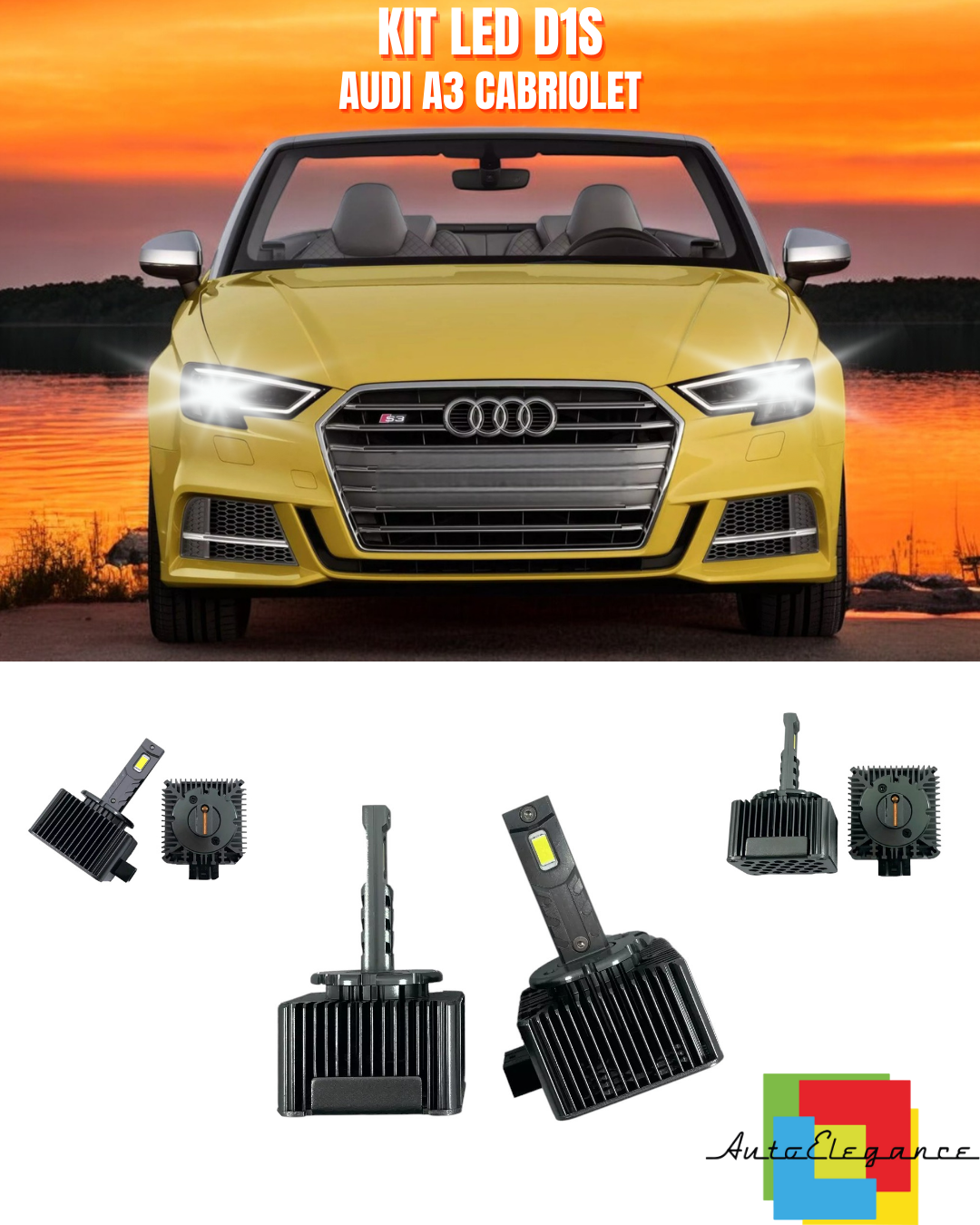 ⭐LAMPADE ANABBAGLIANTI D1S LED 6000K ADATTO PER AUDI A3 CABRIOLET⭐