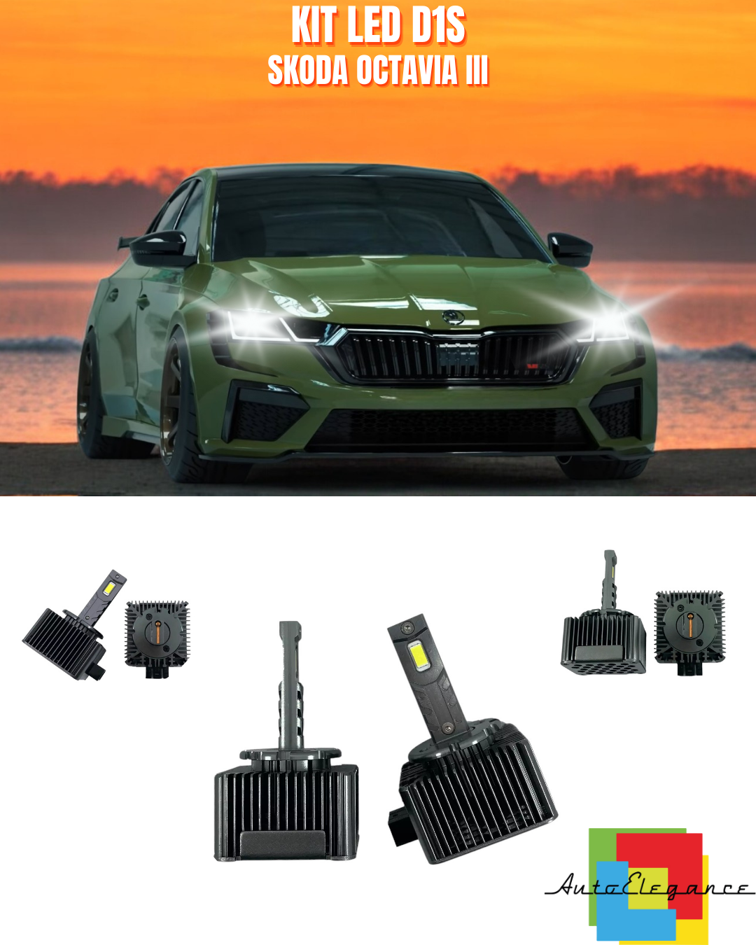 ⭐LAMPADE ANABBAGLIANTI D1S LED 6000K ADATTO PER SKODA OCTAVIA III⭐
