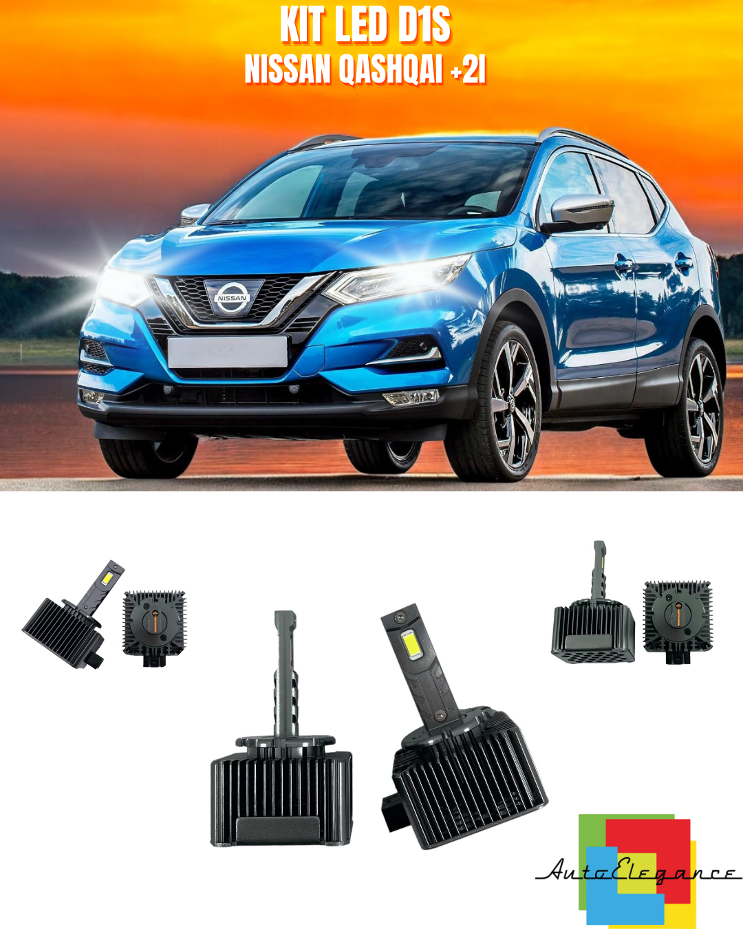 ⭐LAMPADE ANABBAGLIANTI D1S LED 6000K ADATTO PER NISSAN QASHQAI +2I⭐
