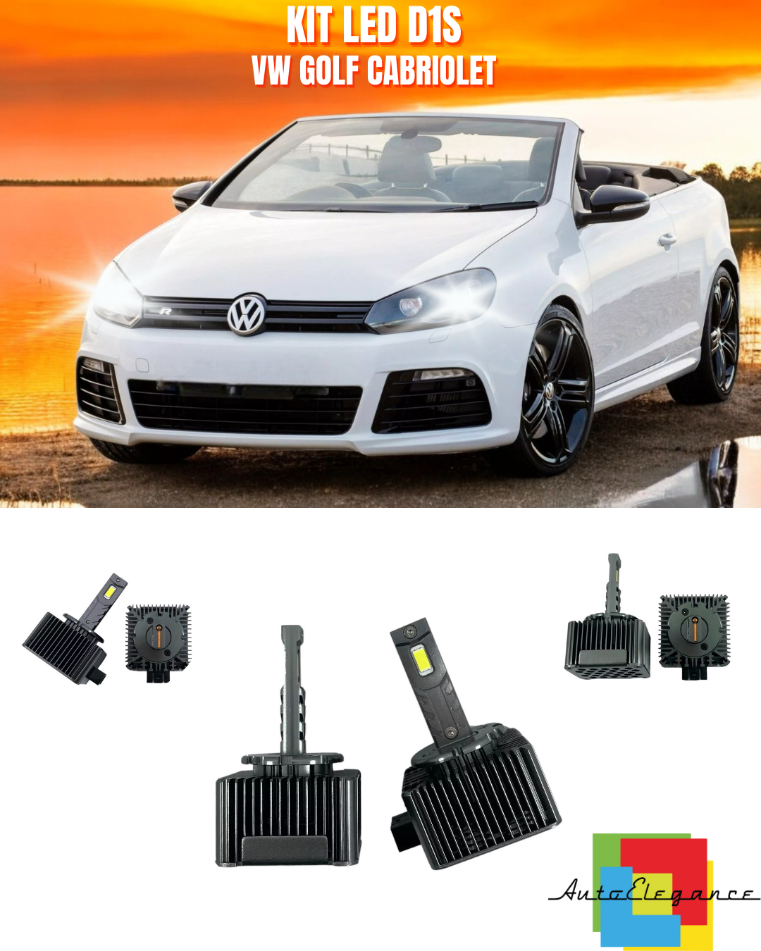 ⭐LAMPADE ANABBAGLIANTI D1S LED 6000K ADATTO PER VW GOLF CABRIOLET⭐