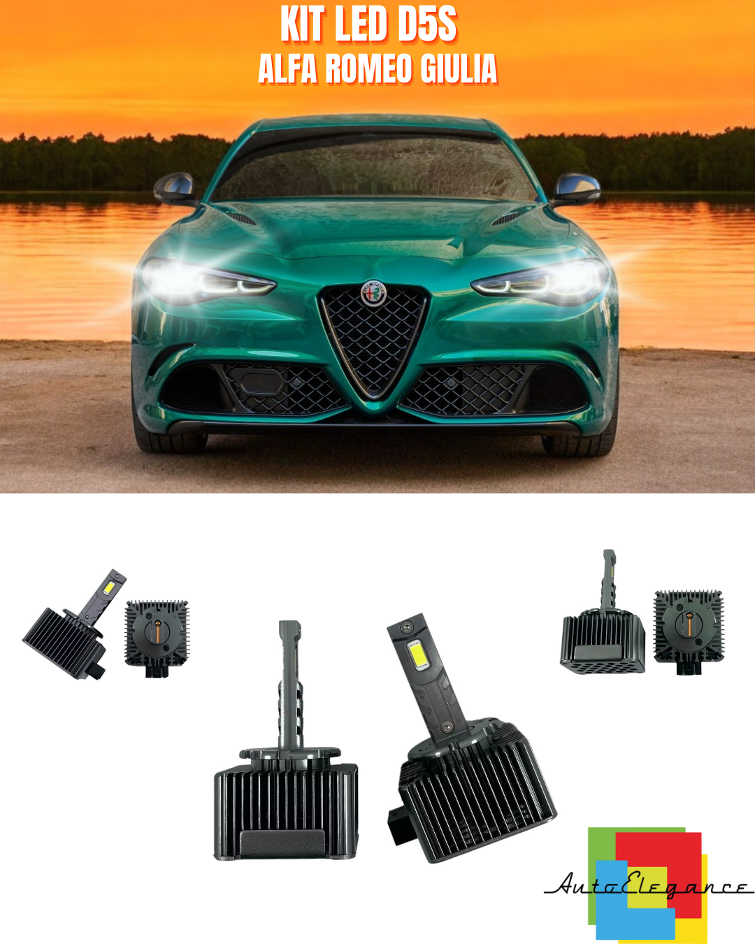 ⭐LAMPADE ANABBAGLIANTI D5S KIT LED 6000K ADATTO PER ALFA ROMEO GIULIA⭐