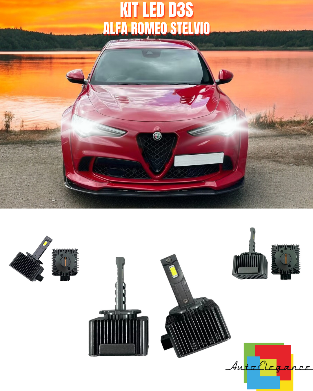 ⭐LAMPADE ANABBAGLIANTI D3S KIT LED 6000K ADATTO PER ALFA ROMEO STELVIO⭐