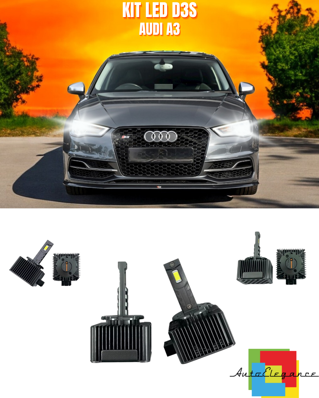 ⭐LAMPADE ANABBAGLIANTI D3S KIT LED 6000K ADATTO PER AUDI A3⭐