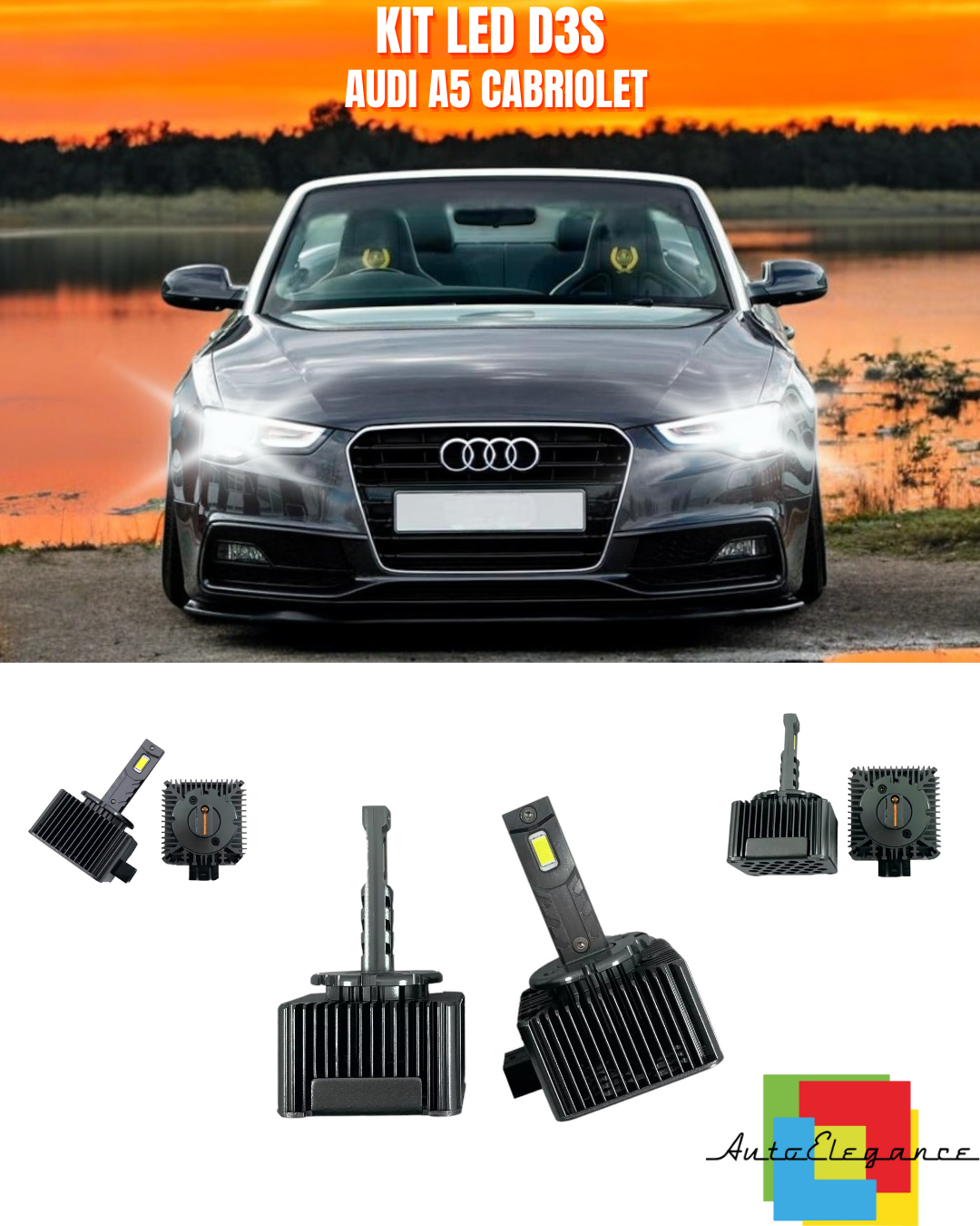 ⭐LAMPADE ANABBAGLIANTI D3S KIT LED 6000K ADATTO PER AUDI A5 CABRIOLET⭐