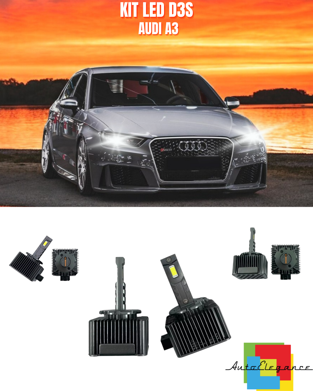 ⭐LAMPADE ANABBAGLIANTI D3S KIT LED 6000K ADATTO PER AUDI A3⭐