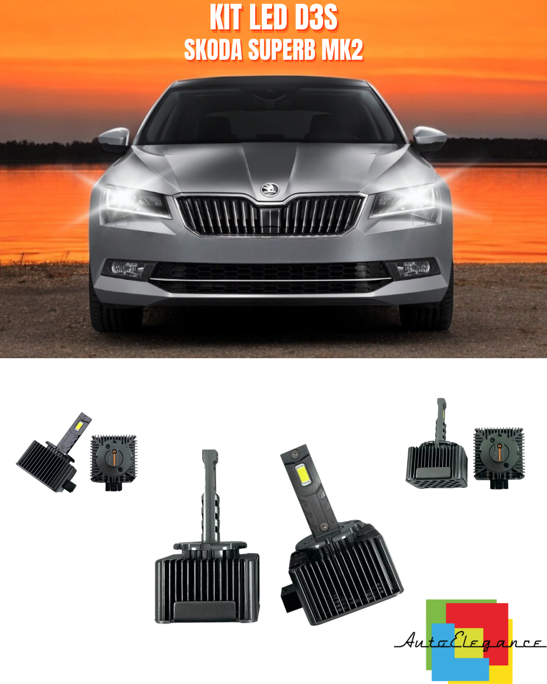 ⭐LAMPADE ANABBAGLIANTI D3S KIT LED 6000K ADATTO PER SKODA SUPERB MK2⭐