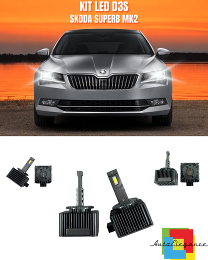 ⭐LAMPADE ANABBAGLIANTI D3S KIT LED 6000K ADATTO PER SKODA SUPERB MK2⭐