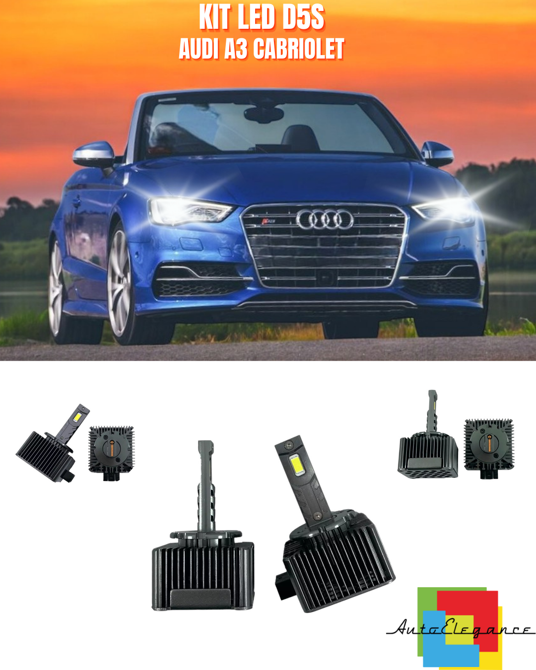 ⭐LAMPADE ANABBAGLIANTI D5S KIT LED 6000K ADATTO PER AUDI A3 CABRIOLET⭐