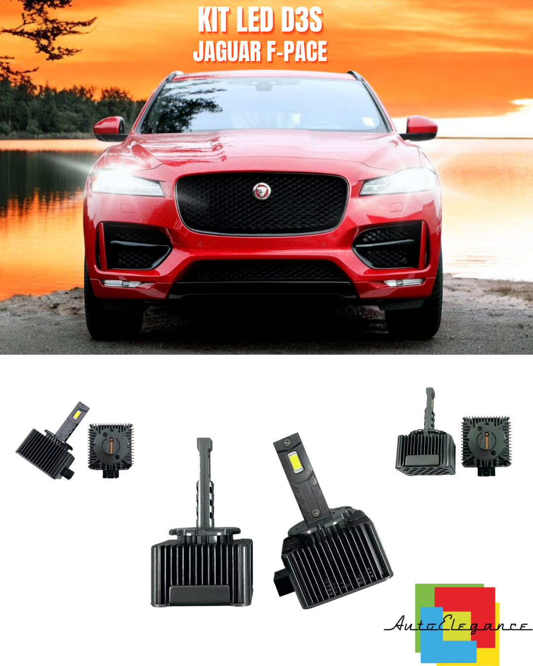 ⭐LAMPADE ANABBAGLIANTI D3S KIT LED 6000K ADATTO PER JAGUAR F-PACE⭐
