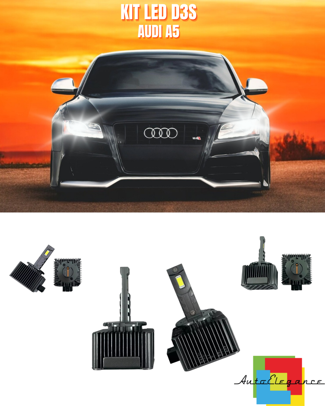 ⭐LAMPADE ANABBAGLIANTI D3S KIT LED 6000K ADATTO PER AUDI A5⭐