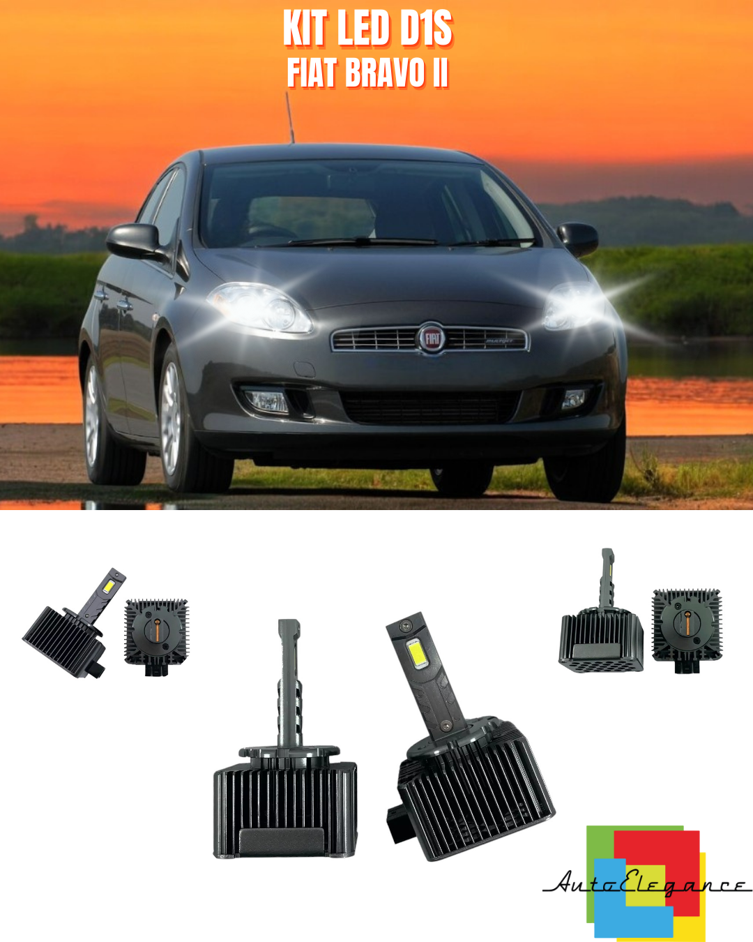 ⭐LAMPADE ANABBAGLIANTI D1S KIT LED 6000K ADATTO PER FIAT BRAVO II⭐