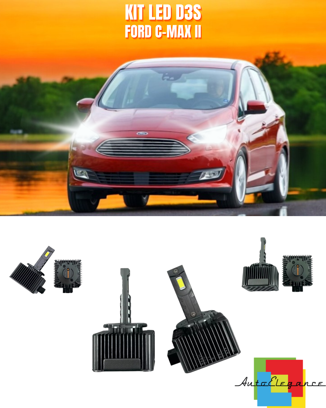 ⭐LAMPADE ANABBAGLIANTI D3S KIT LED 6000K ADATTO PER FORD C-MAX II⭐