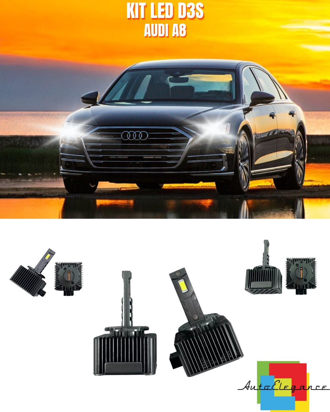 ⭐LAMPADE ANABBAGLIANTI D3S KIT LED 6000K ADATTO PER AUDI A8⭐