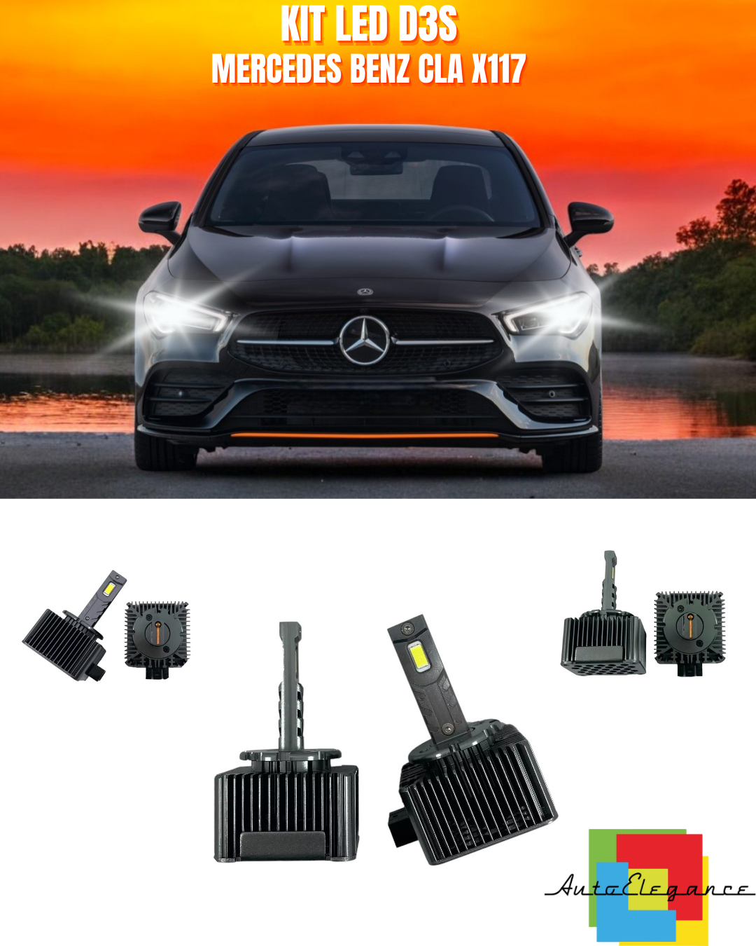 ⭐LAMPADE ANABBAGLIANTI D3S KIT LED 6000K ADATTO PER MERCEDES BENZ CLA X117⭐