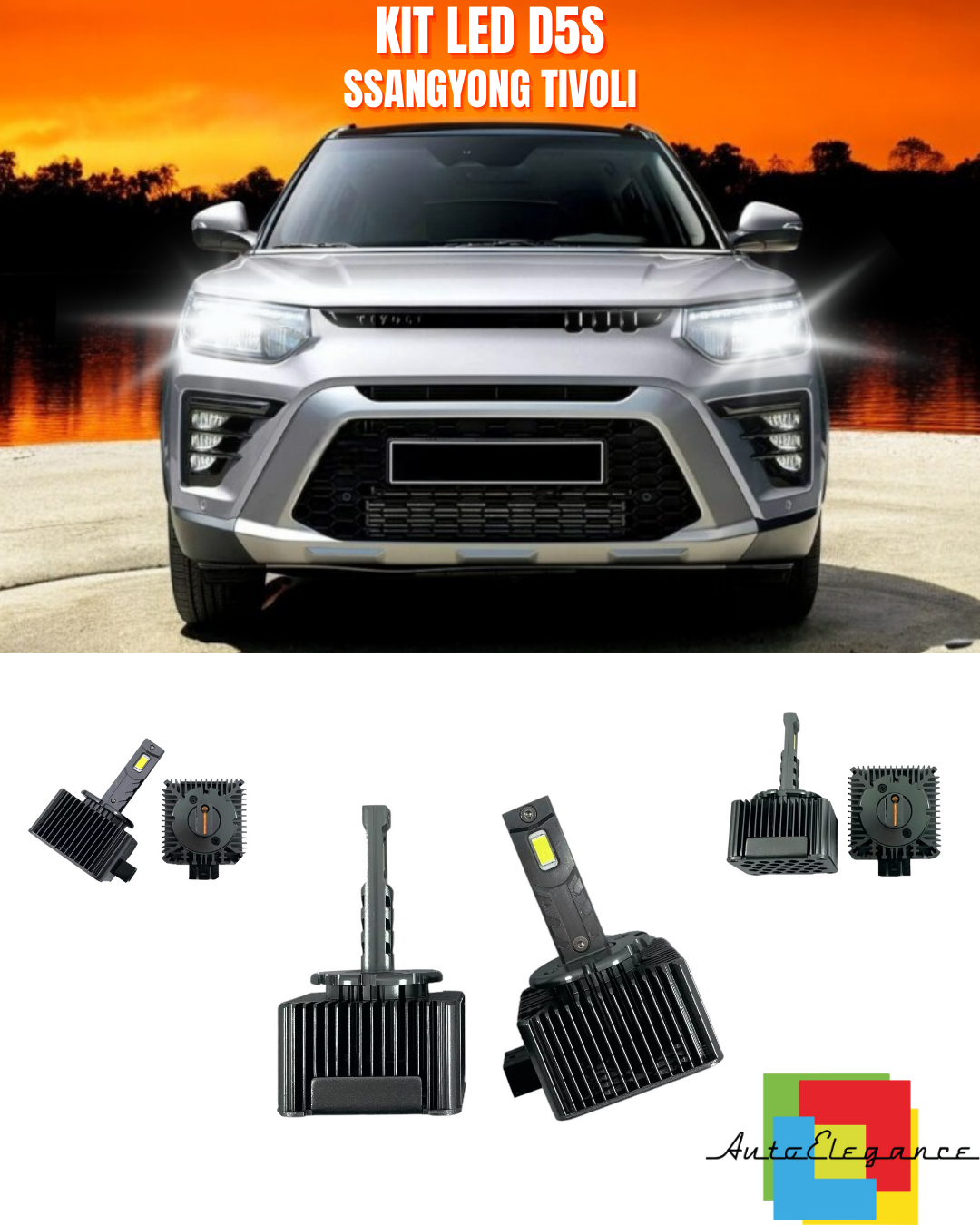 ⭐LAMPADE ANABBAGLIANTI D5S KIT LED 6000K ADATTO PER SSANGYONG TIVOLI⭐