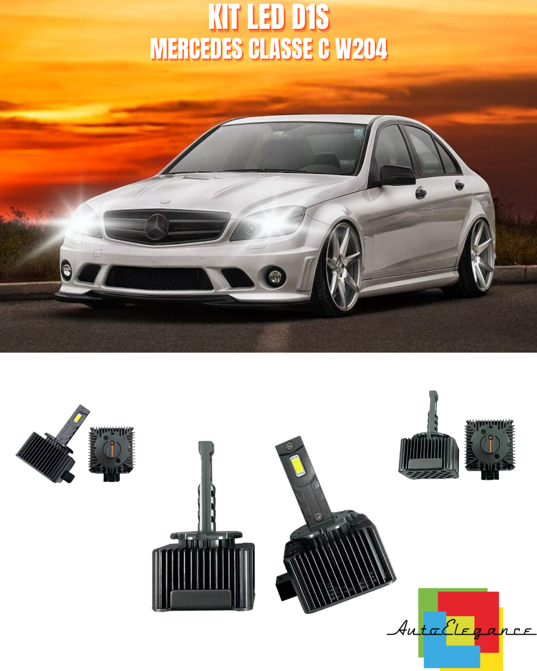 ⭐LAMPADE ANABBAGLIANTI D1S KIT LED 6000K ADATTO PER MERCEDES CLASSE C W204⭐
